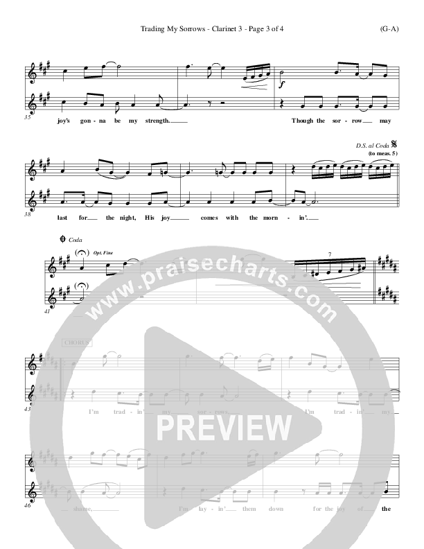 Trading My Sorrows Clarinet 3 (Darrell Evans)