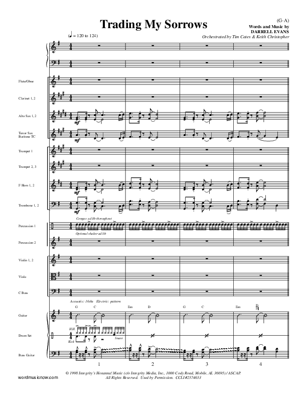 Trading My Sorrows Orchestration (Darrell Evans)