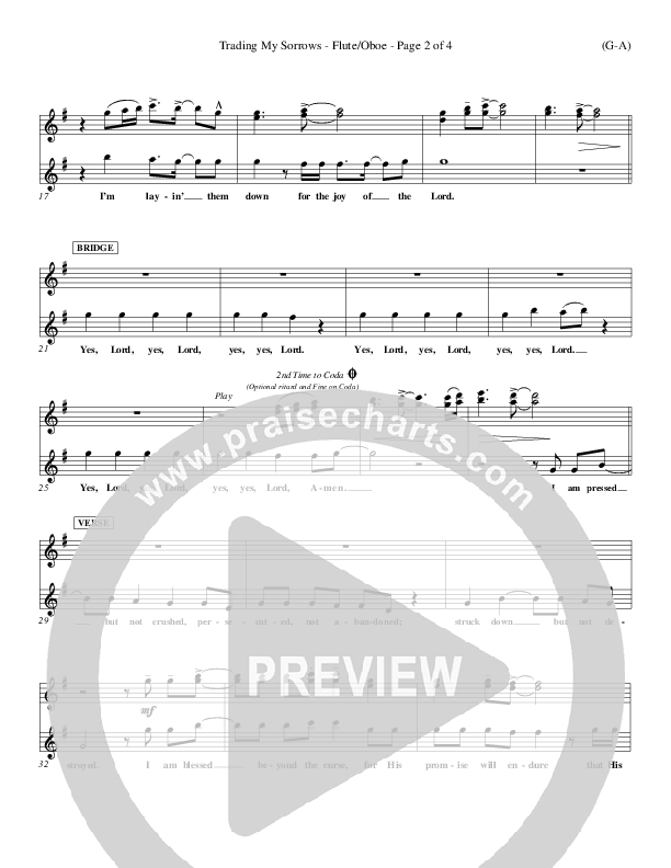 Trading My Sorrows Flute/Oboe (Darrell Evans)