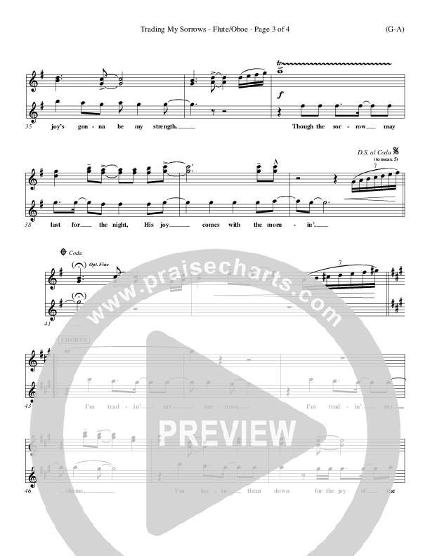 Trading My Sorrows Flute/Oboe (Darrell Evans)