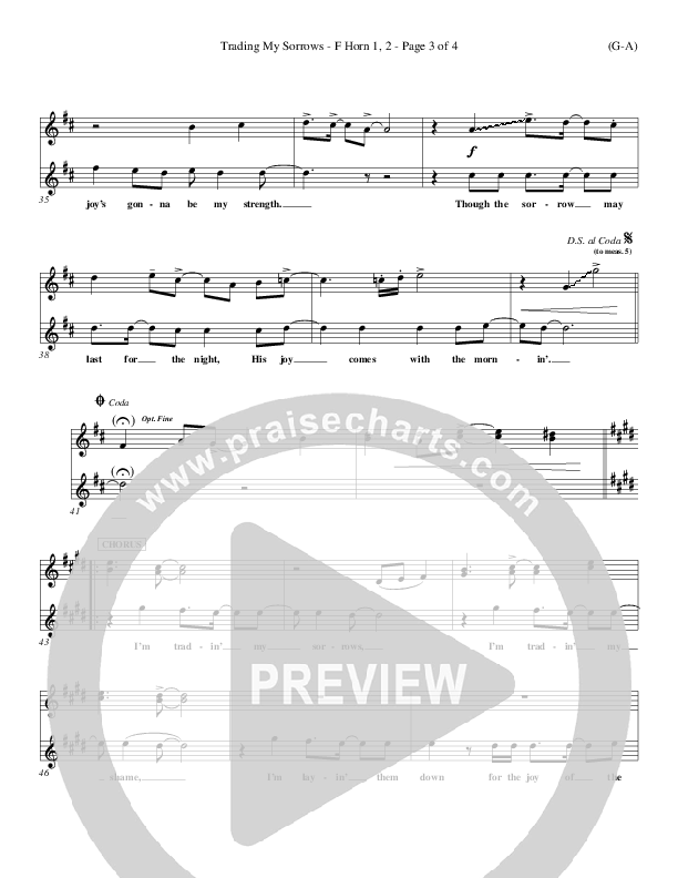 Trading My Sorrows French Horn 1/2 (Darrell Evans)