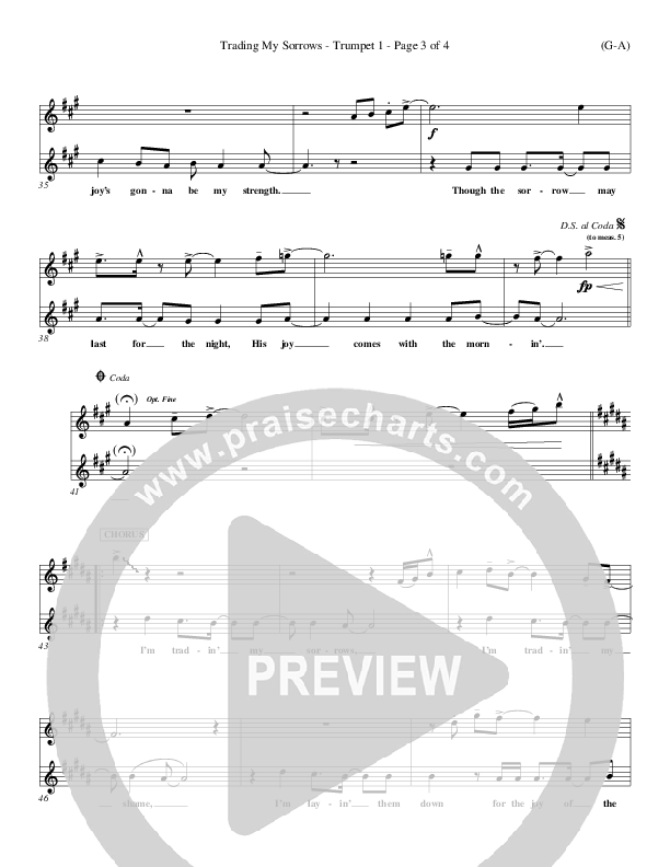 Trading My Sorrows Trumpet 1 (Darrell Evans)