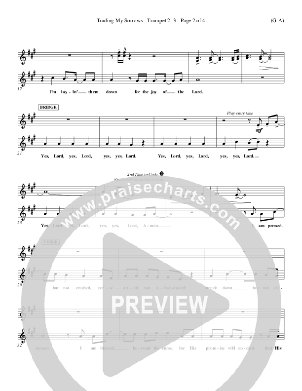 Trading My Sorrows Trumpet 2/3 (Darrell Evans)