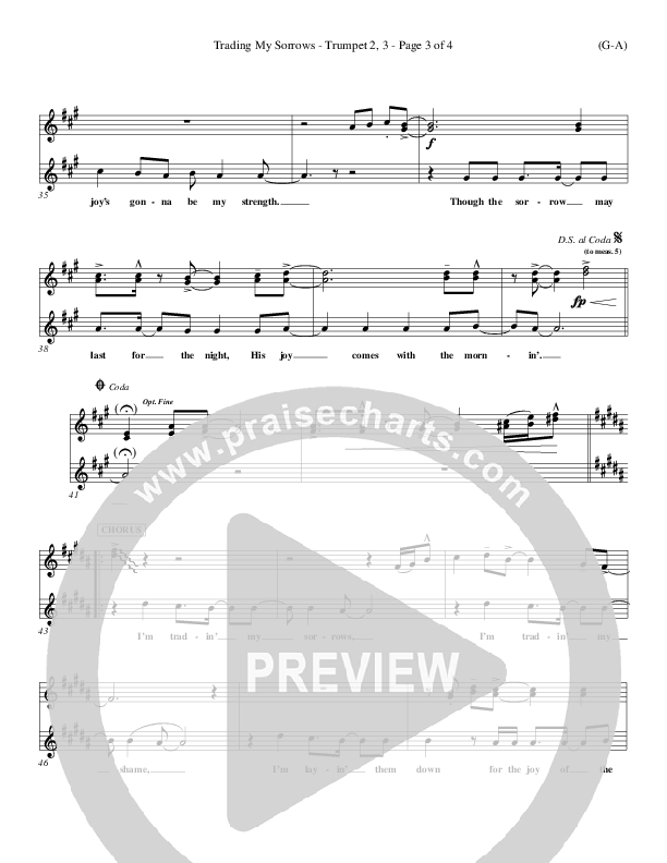 Trading My Sorrows Trumpet 2/3 (Darrell Evans)