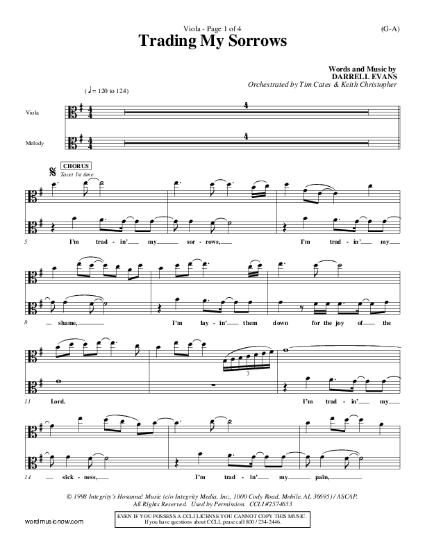 Trading My Sorrows Viola (Darrell Evans)