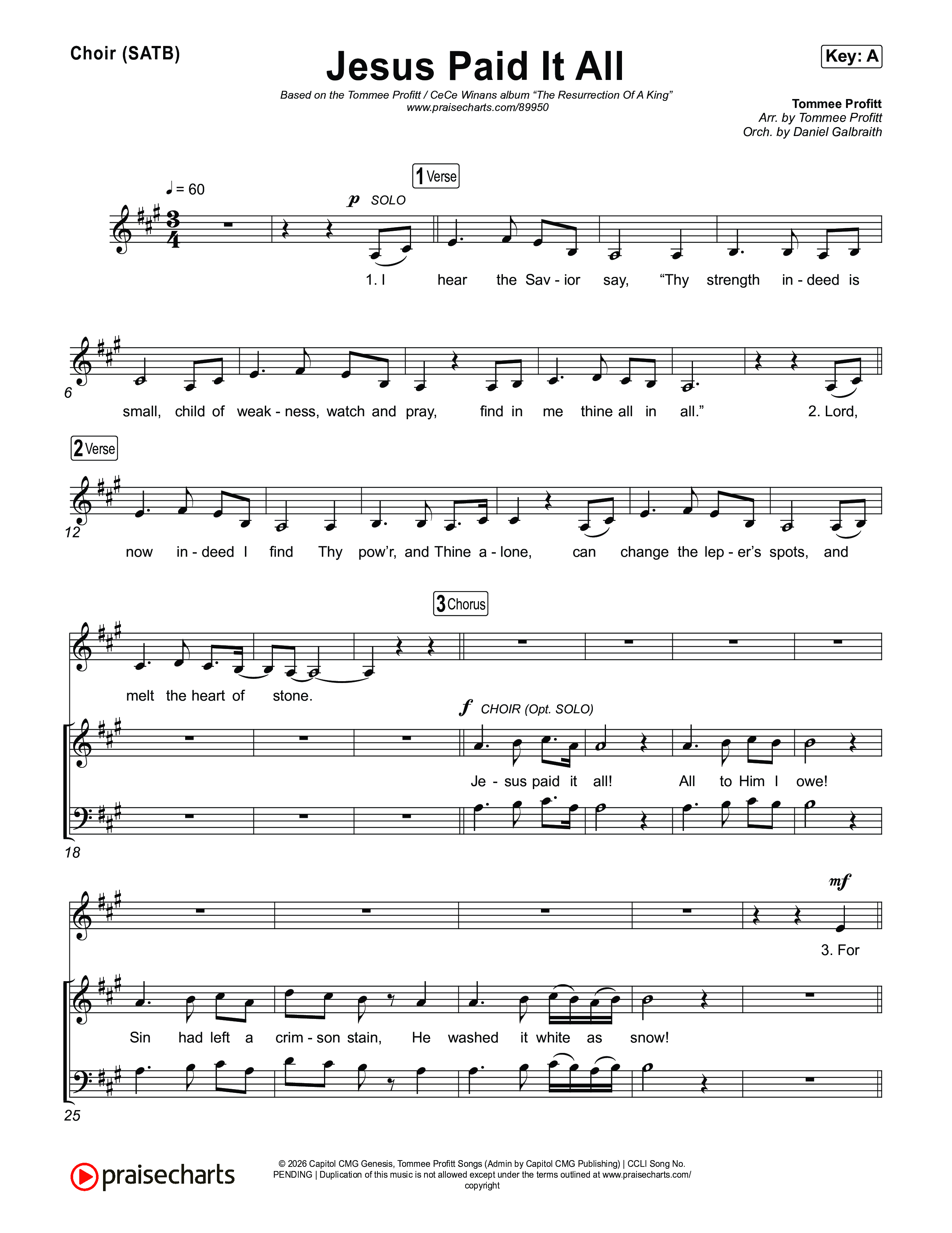 Jesus Paid It All Choir Sheet (SATB) (Tommee Profitt / CeCe Winans)