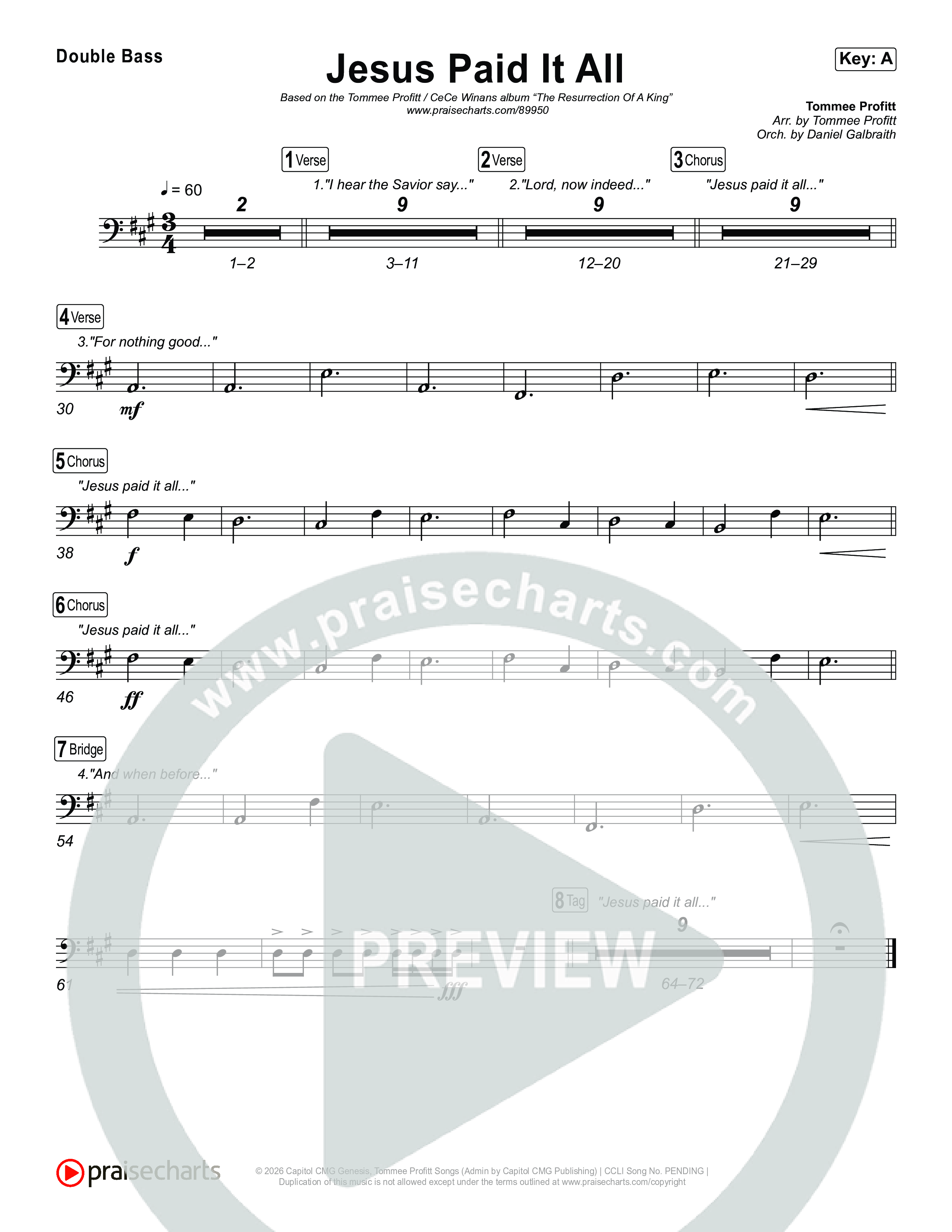 Jesus Paid It All String Bass (Tommee Profitt / CeCe Winans)