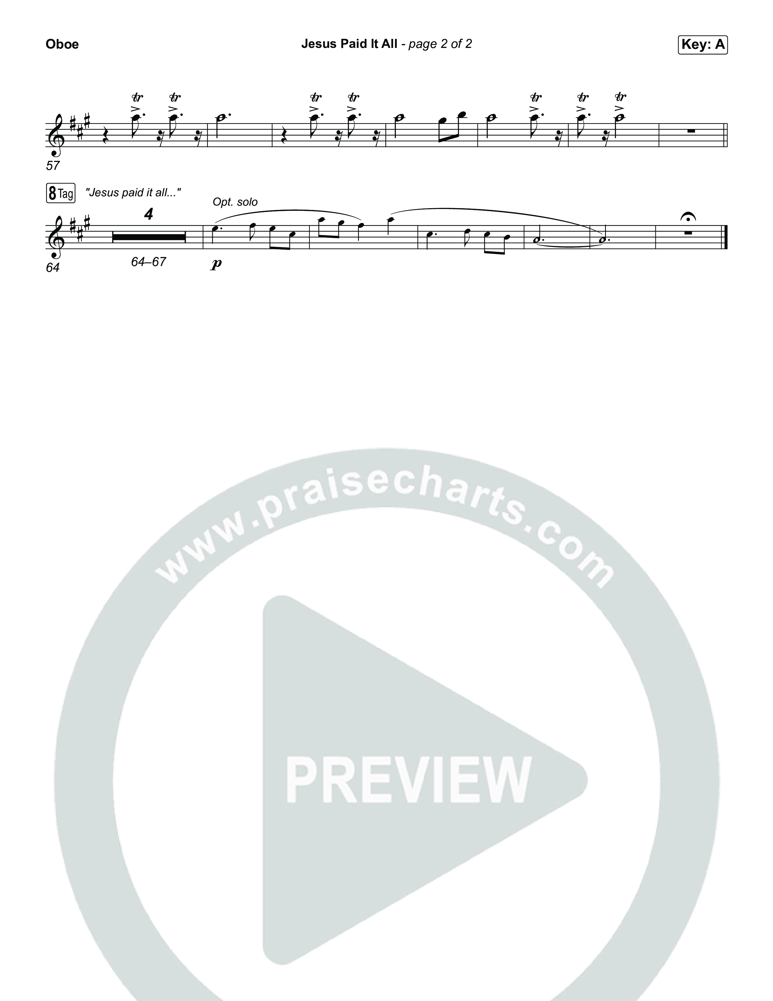 Jesus Paid It All Oboe (Tommee Profitt / CeCe Winans)