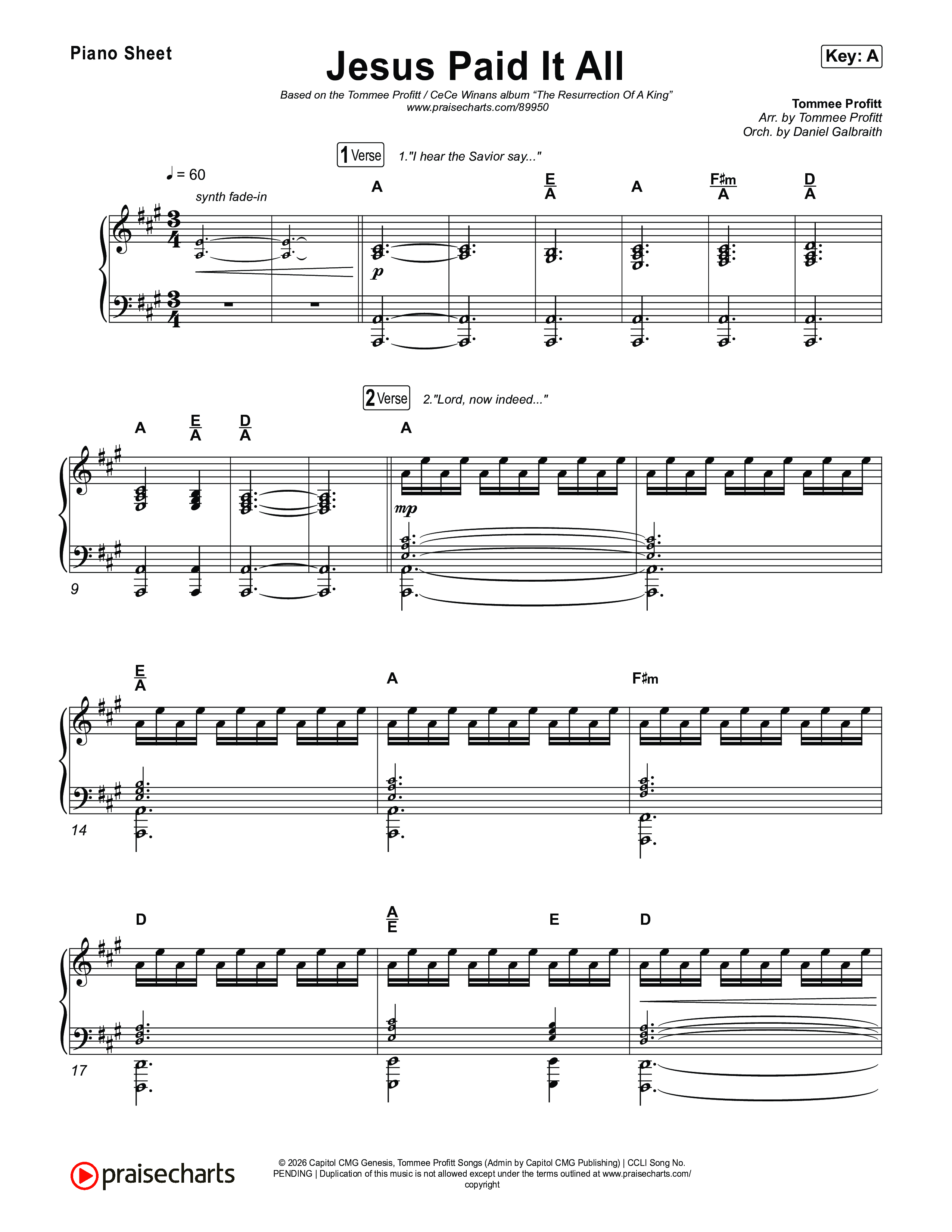 Jesus Paid It All Piano Sheet (Tommee Profitt / CeCe Winans)