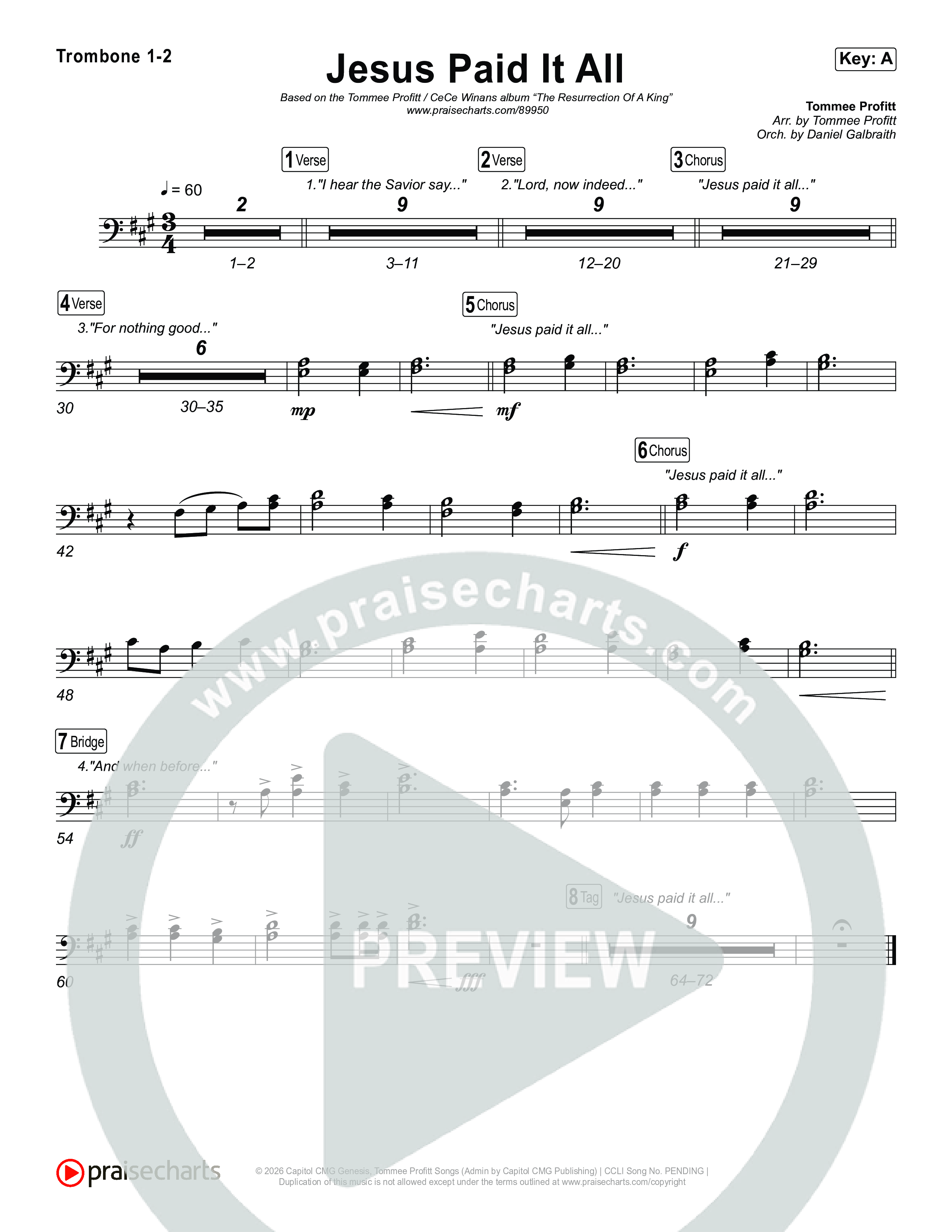 Jesus Paid It All Trombone 1/2 (Tommee Profitt / CeCe Winans)