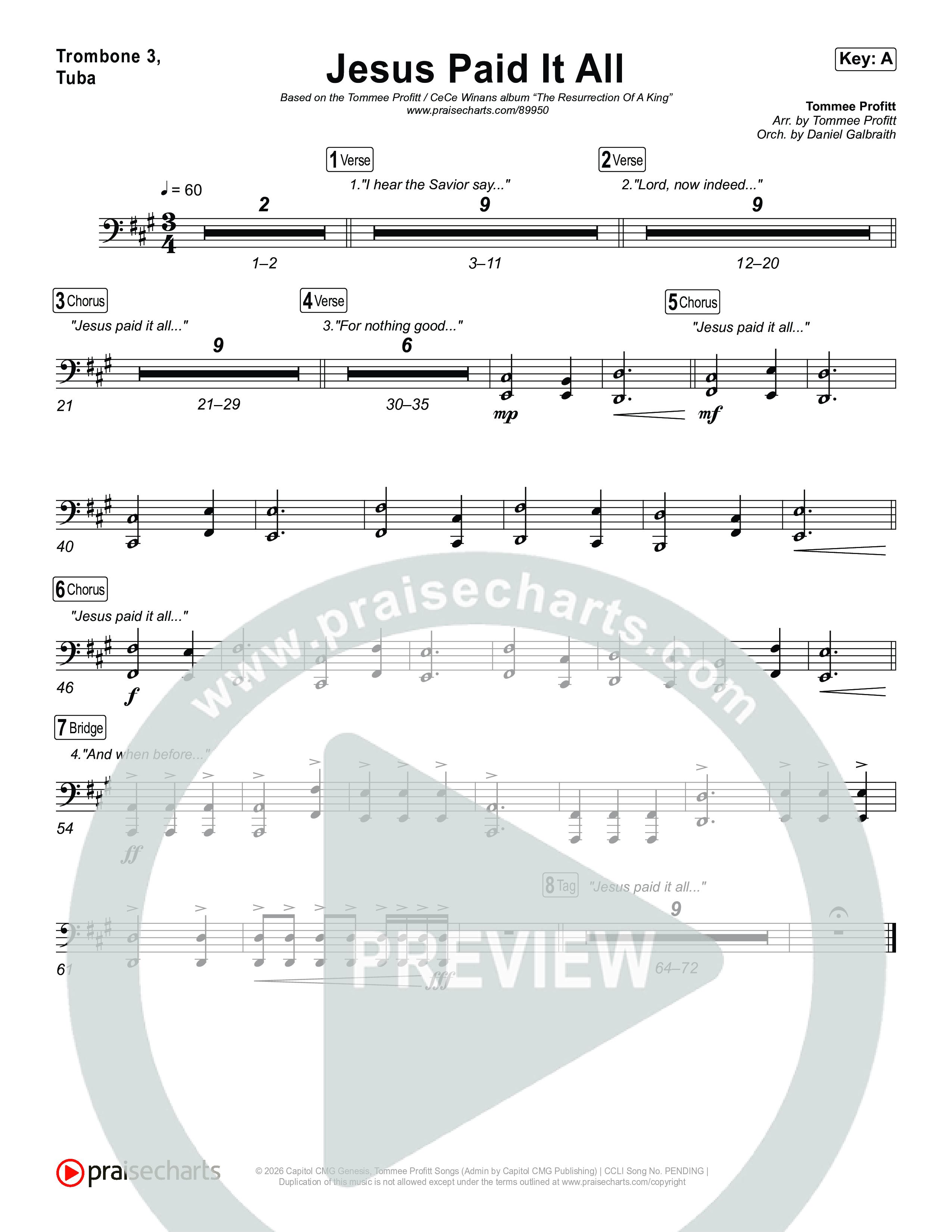 Jesus Paid It All Trombone 1,2 (Tommee Profitt / CeCe Winans)