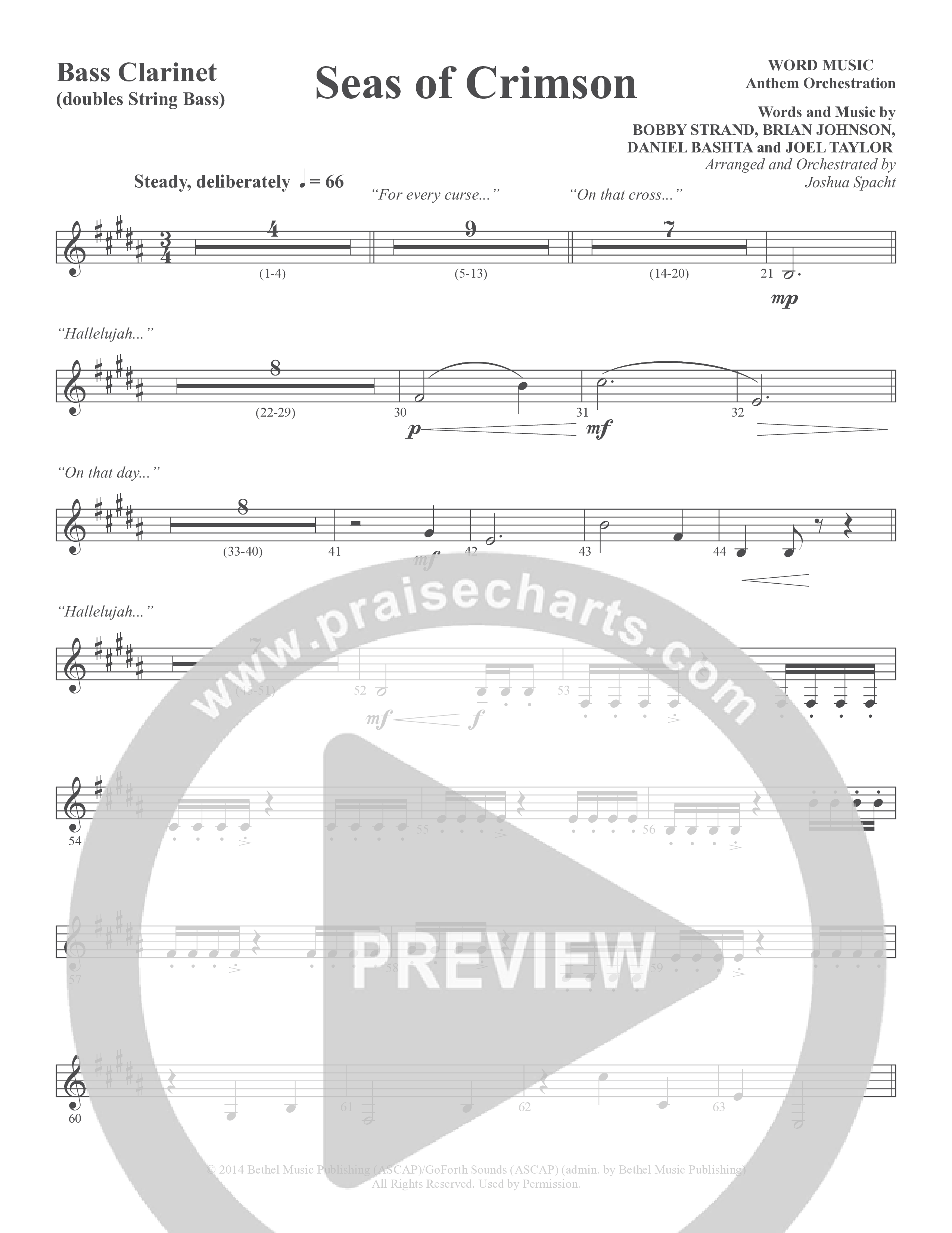 Seas Of Crimson (Choral Anthem SATB) Bass Clarinet (Word Music Choral / Arr. Joshua Spacht)