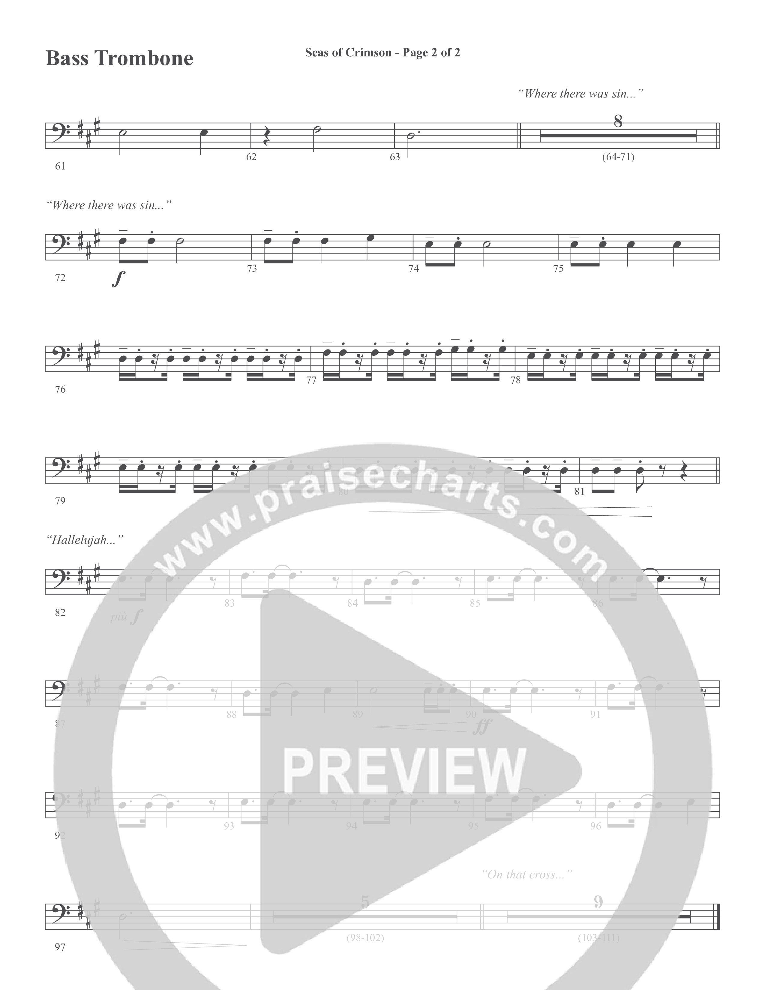 Seas Of Crimson (Choral Anthem SATB) Bass Trombone (Word Music Choral / Arr. Joshua Spacht)