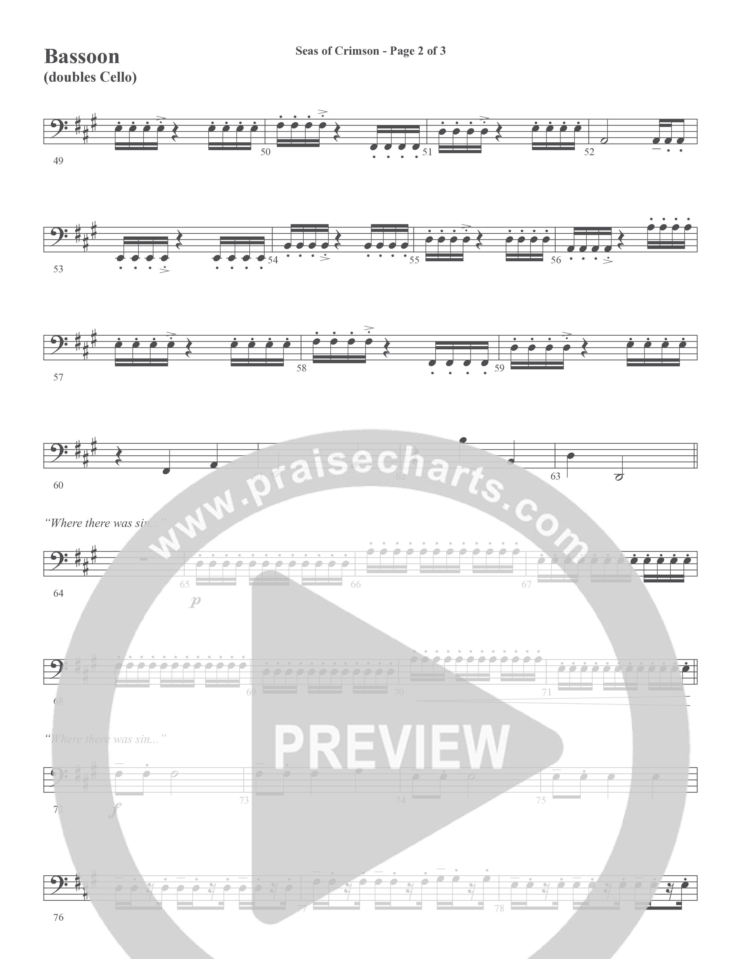 Seas Of Crimson (Choral Anthem SATB) Bassoon (Word Music Choral / Arr. Joshua Spacht)
