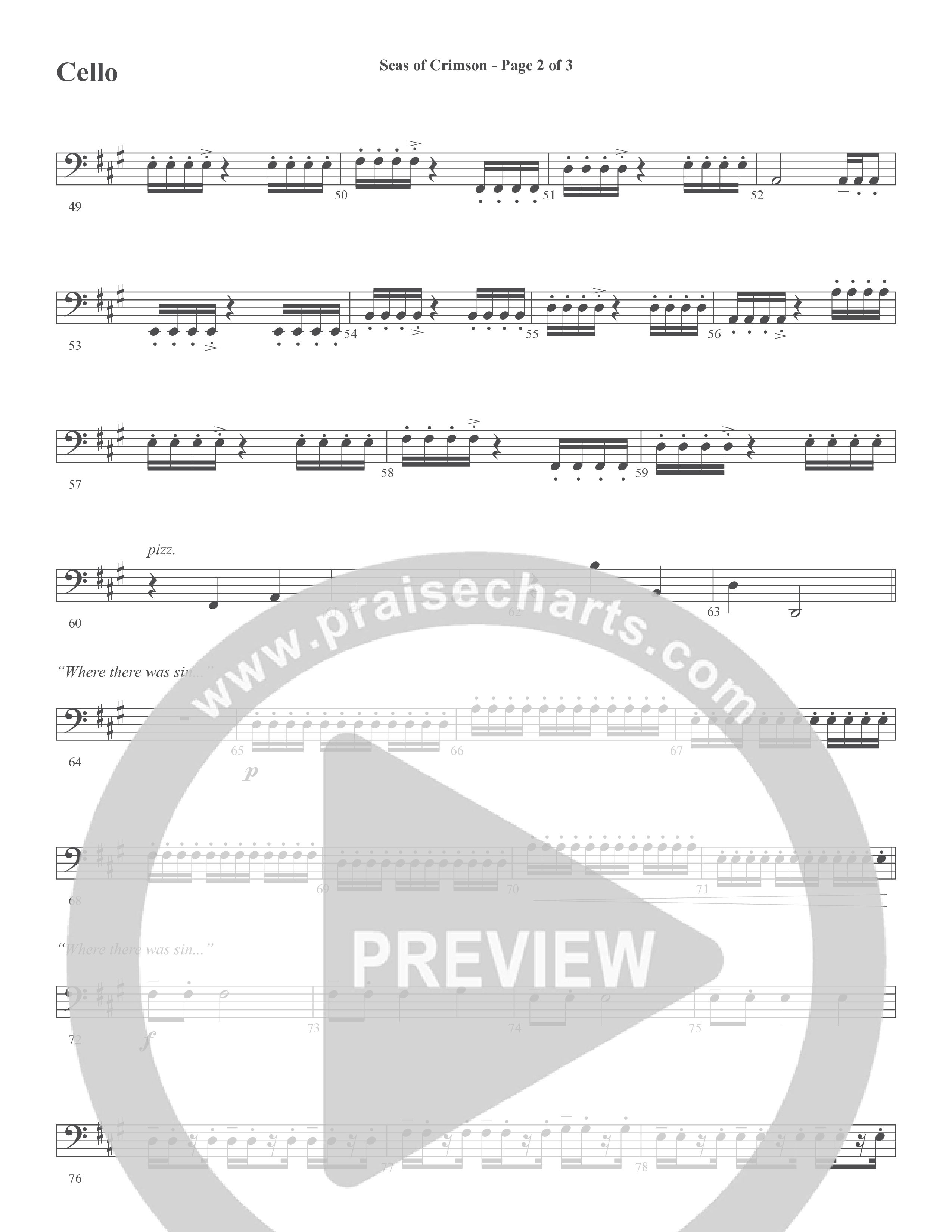 Seas Of Crimson (Choral Anthem SATB) Cello (Word Music Choral / Arr. Joshua Spacht)