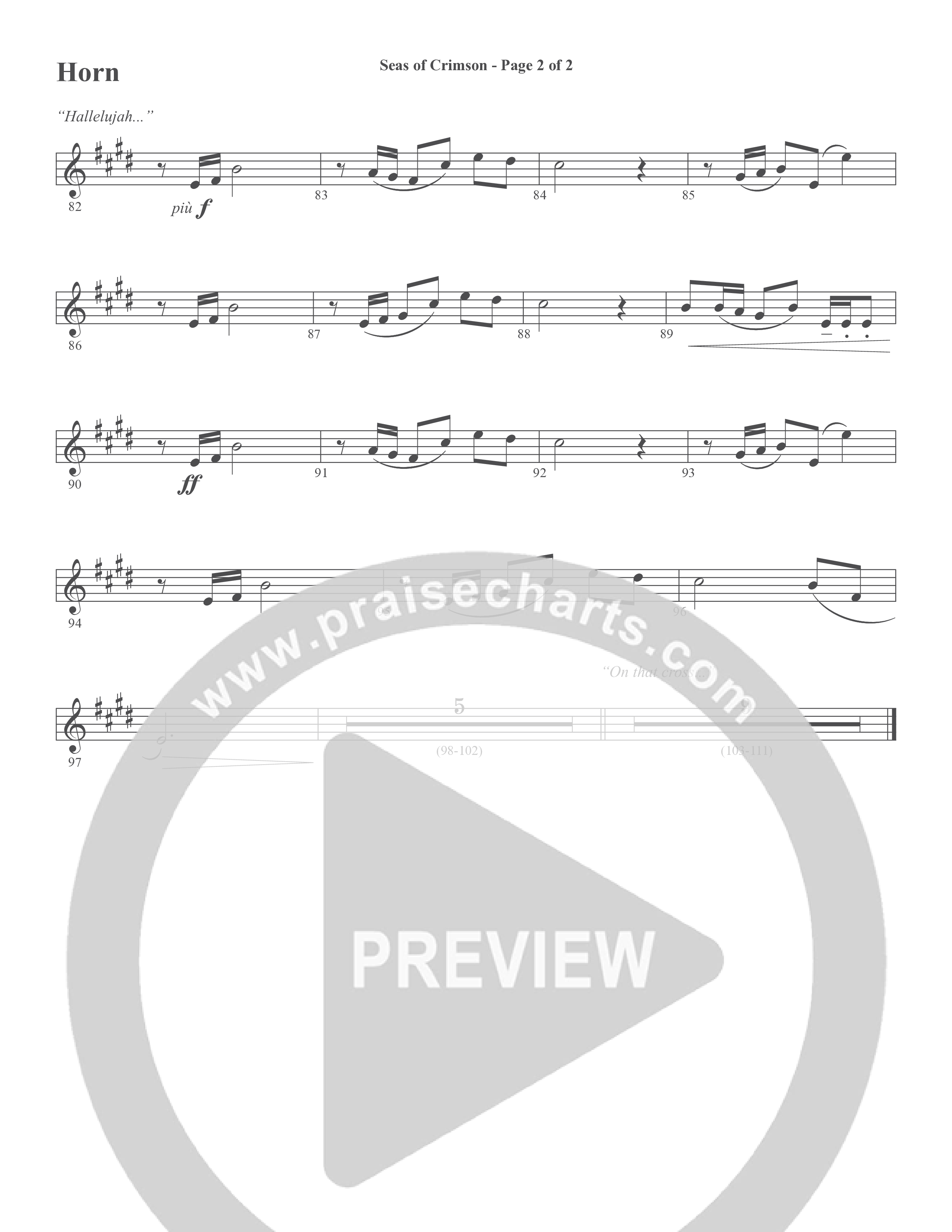 Seas Of Crimson (Choral Anthem SATB) French Horn (Word Music Choral / Arr. Joshua Spacht)