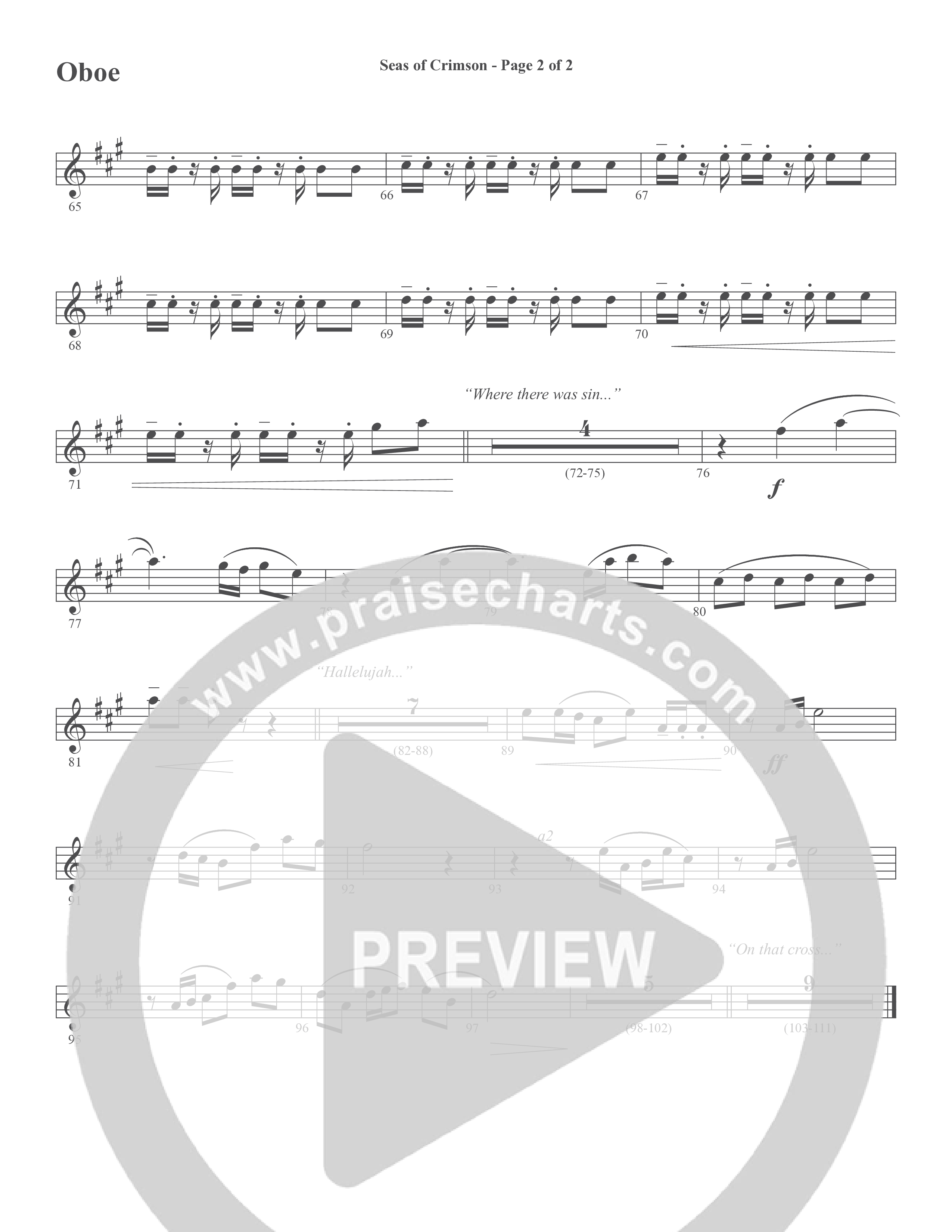 Seas Of Crimson (Choral Anthem SATB) Oboe (Word Music Choral / Arr. Joshua Spacht)
