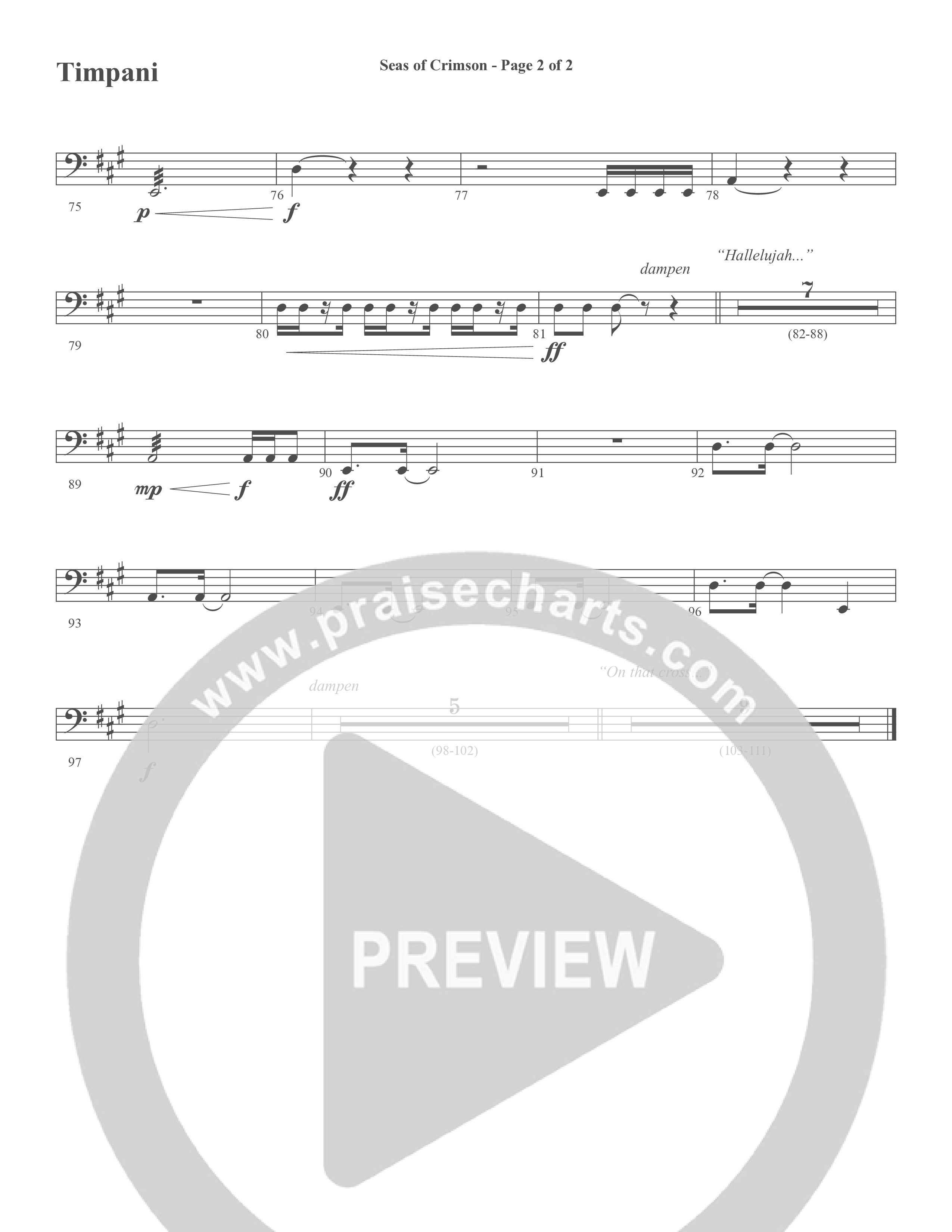 Seas Of Crimson (Choral Anthem SATB) Percussion (Word Music Choral / Arr. Joshua Spacht)