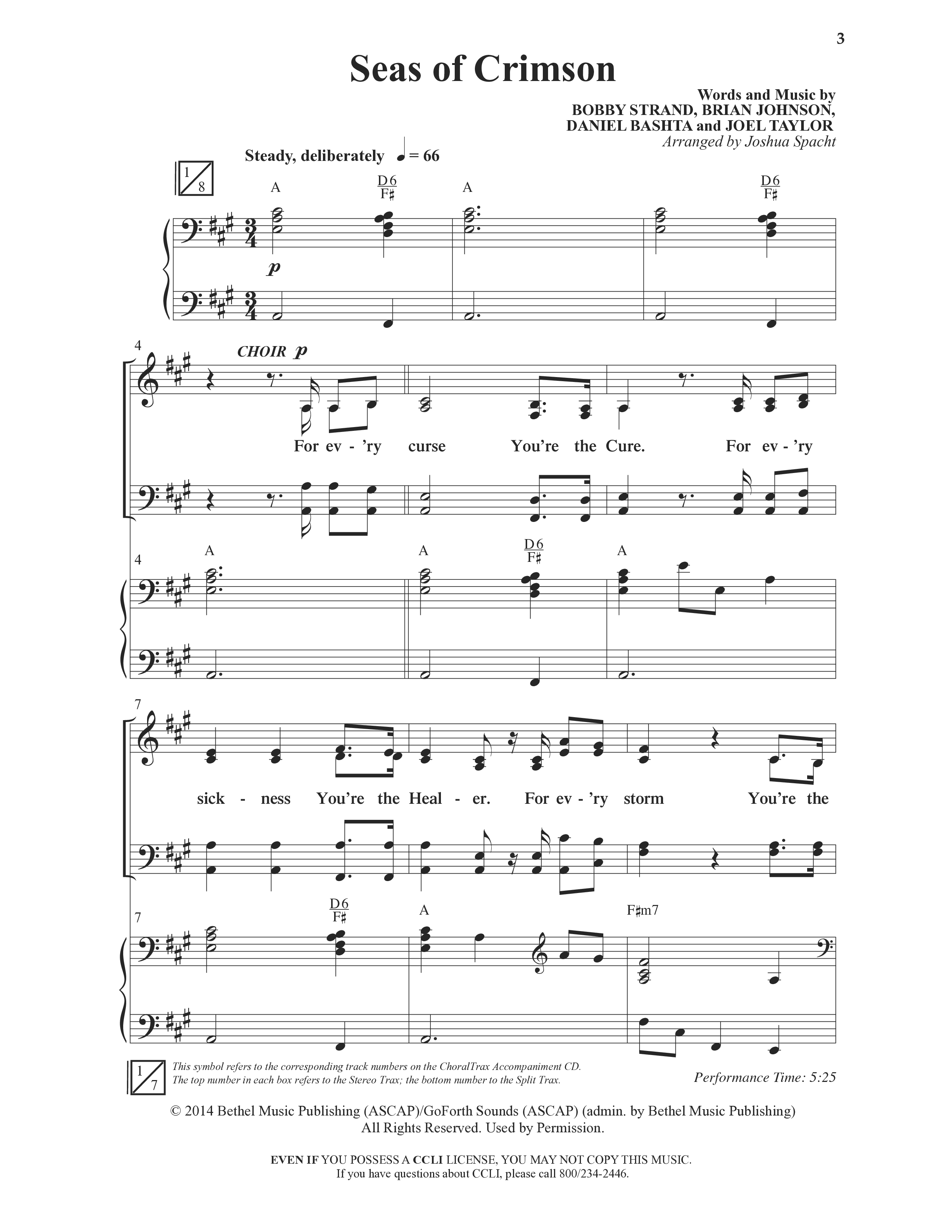 Seas Of Crimson (Choral Anthem SATB) Anthem (SATB/Piano) (Word Music Choral / Arr. Joshua Spacht)