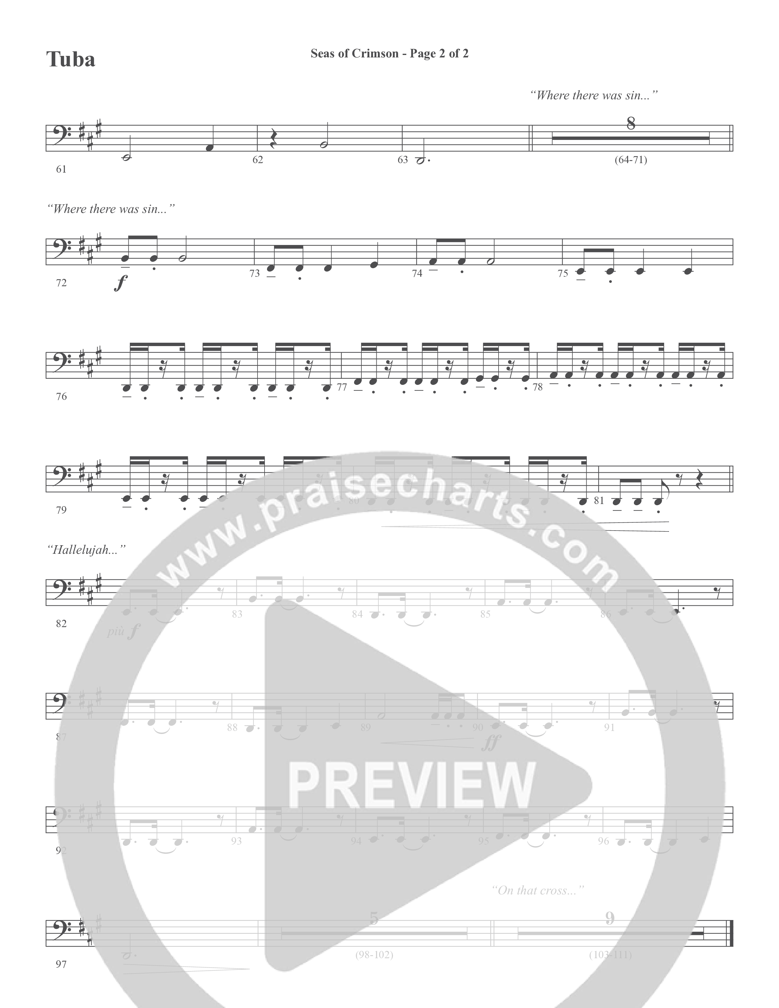 Seas Of Crimson (Choral Anthem SATB) Tuba (Word Music Choral / Arr. Joshua Spacht)