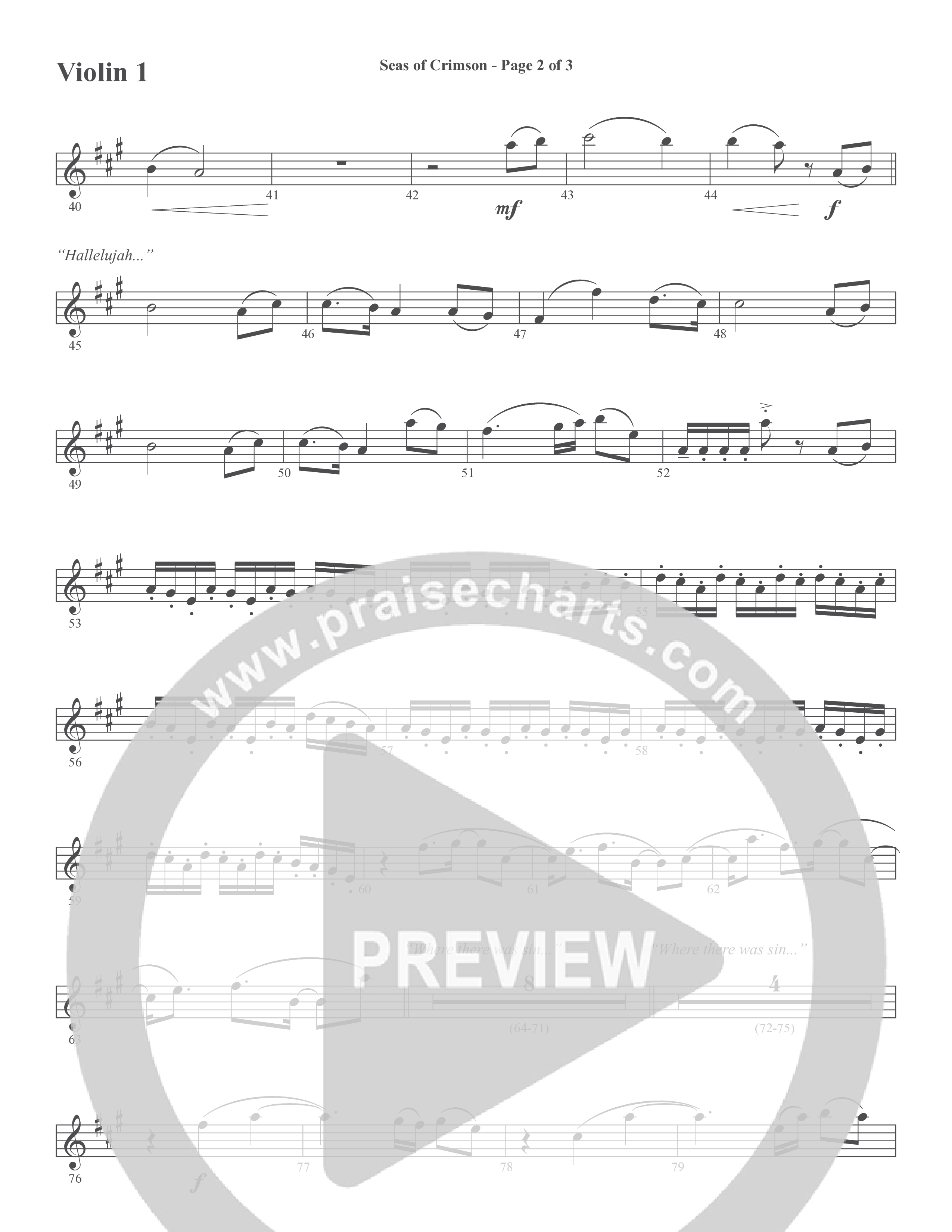 Seas Of Crimson (Choral Anthem SATB) Violin 1/2 (Word Music Choral / Arr. Joshua Spacht)