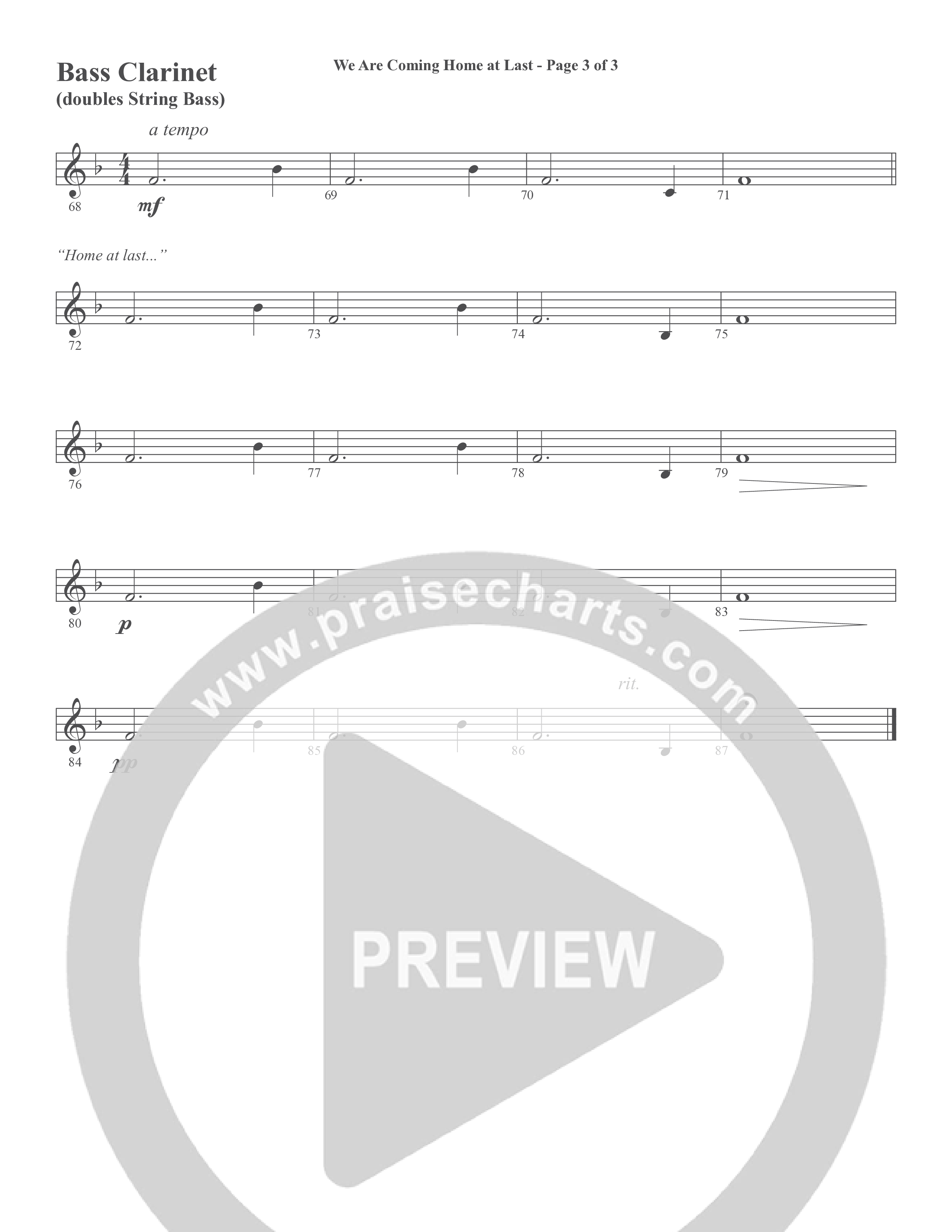 We Are Coming Home At Last (Choral Anthem SATB) Bass Clarinet (Word Music Choral / Arr. Marty Hamby)