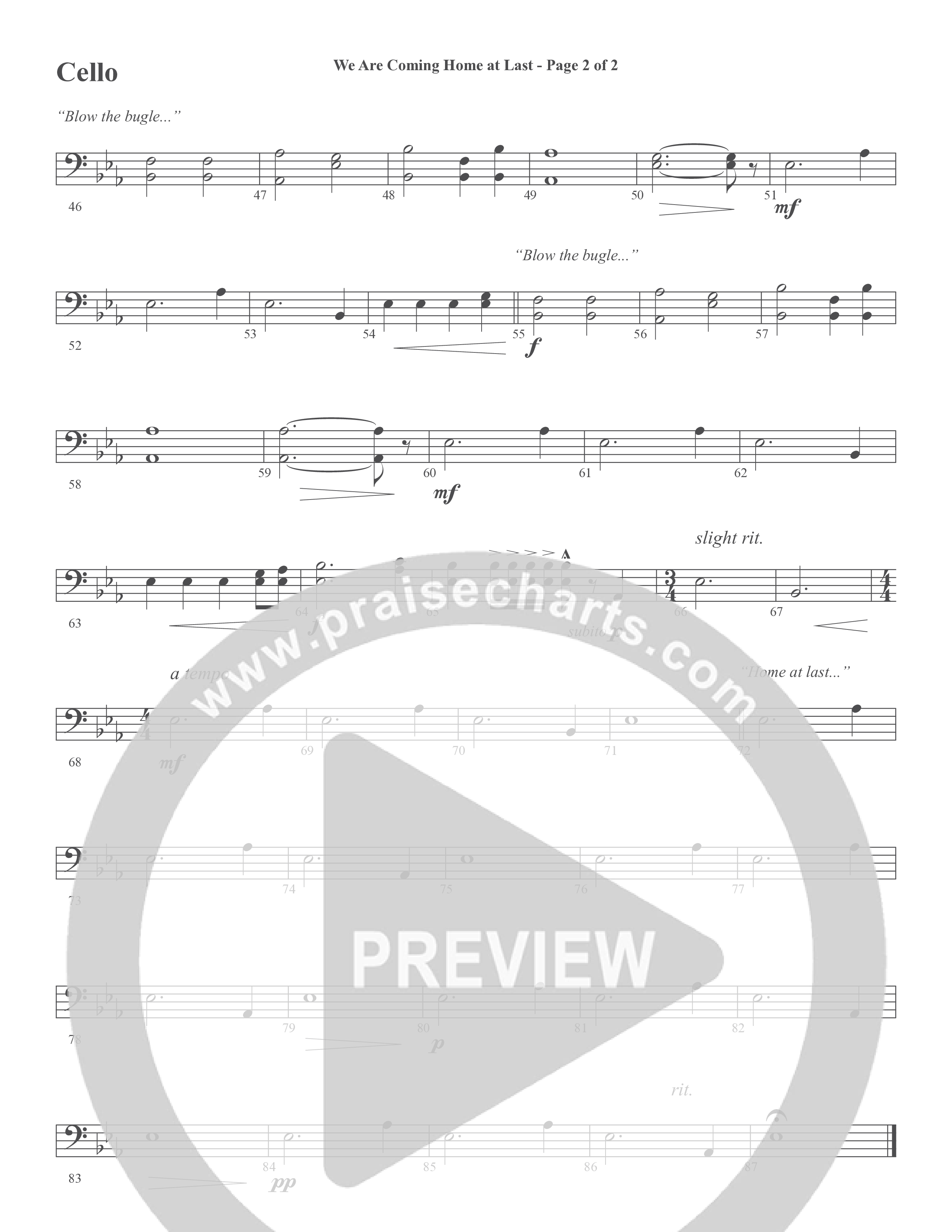 We Are Coming Home At Last (Choral Anthem SATB) Cello (Word Music Choral / Arr. Marty Hamby)