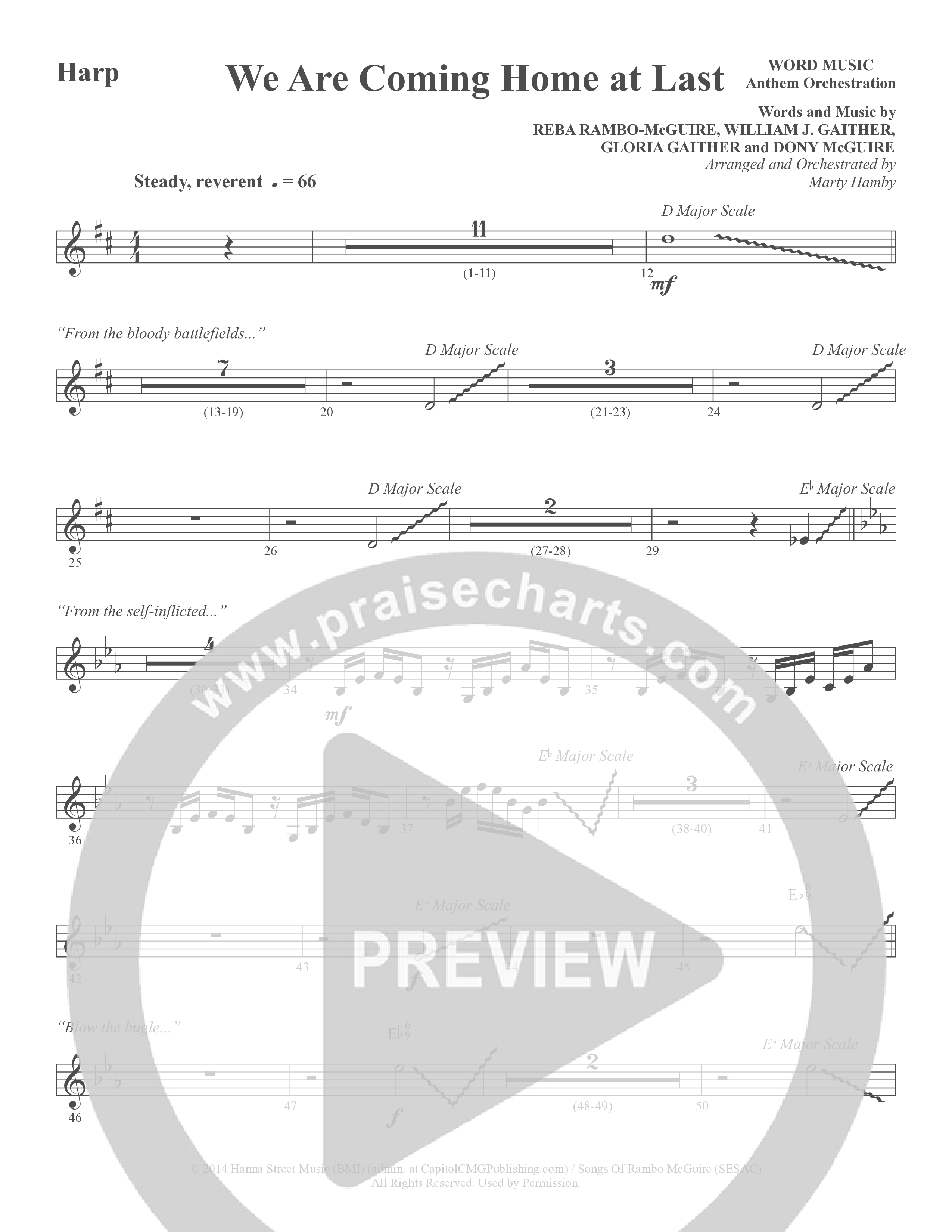 We Are Coming Home At Last (Choral Anthem SATB) Harp (Word Music Choral / Arr. Marty Hamby)