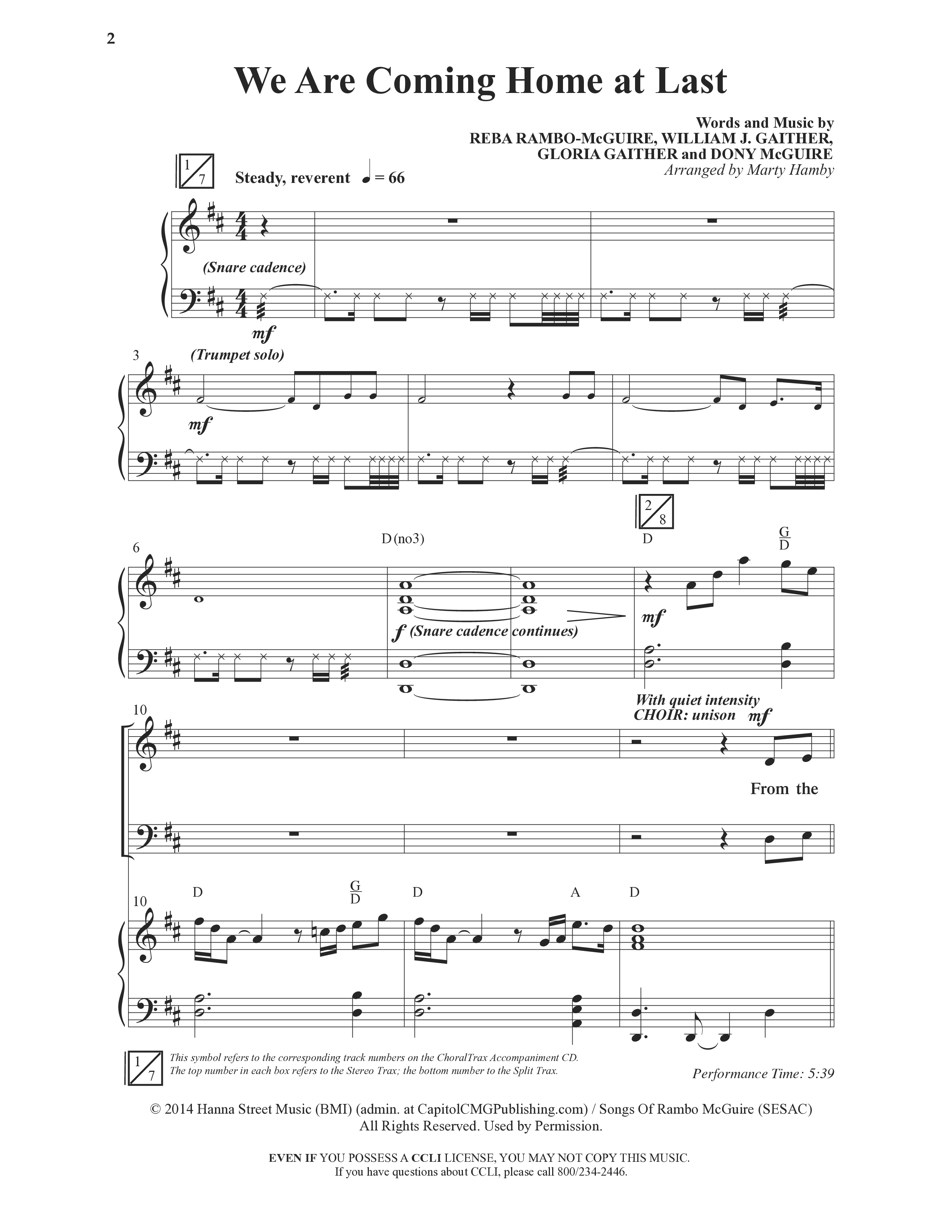We Are Coming Home At Last (Choral Anthem SATB) Anthem (SATB/Piano) (Word Music Choral / Arr. Marty Hamby)
