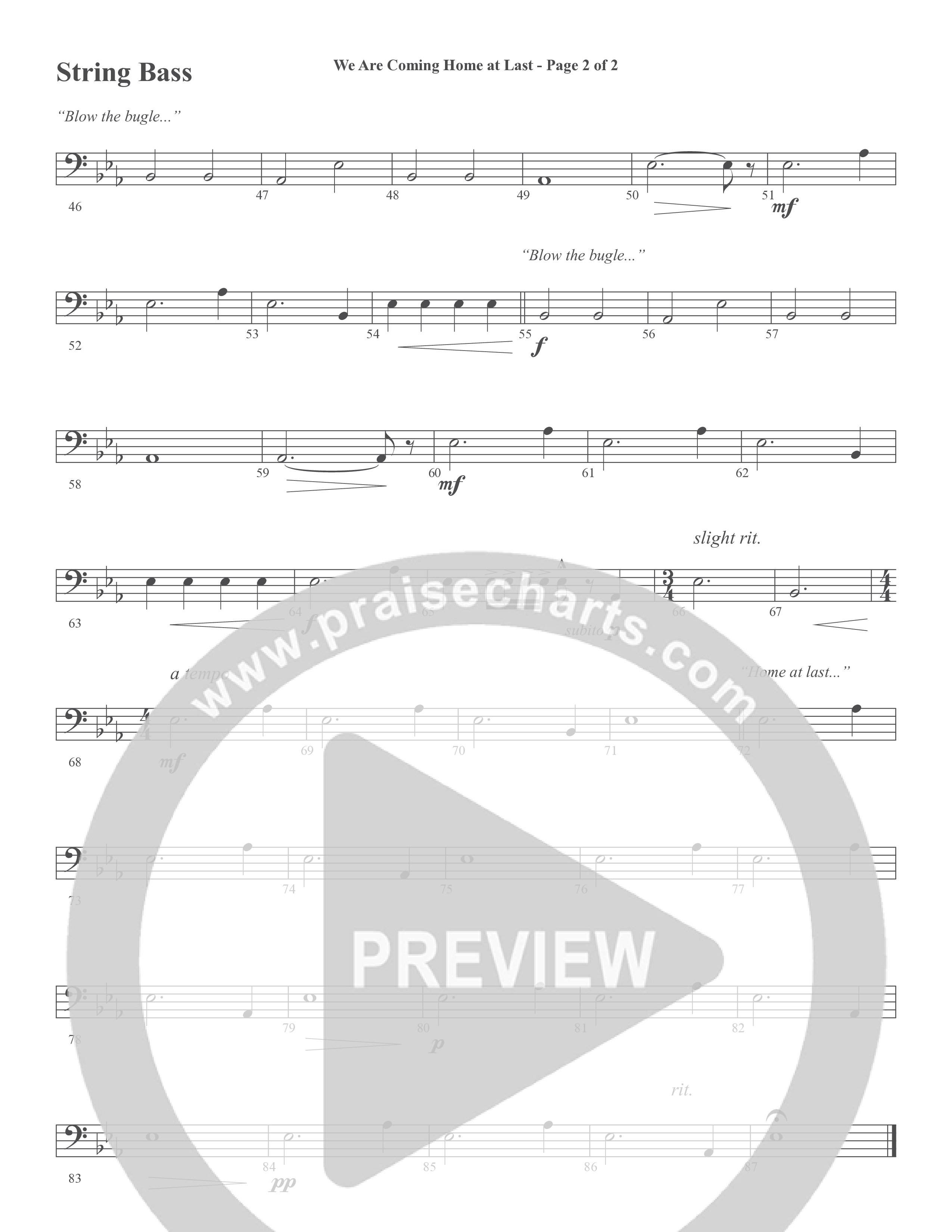 We Are Coming Home At Last (Choral Anthem SATB) String Bass (Word Music Choral / Arr. Marty Hamby)
