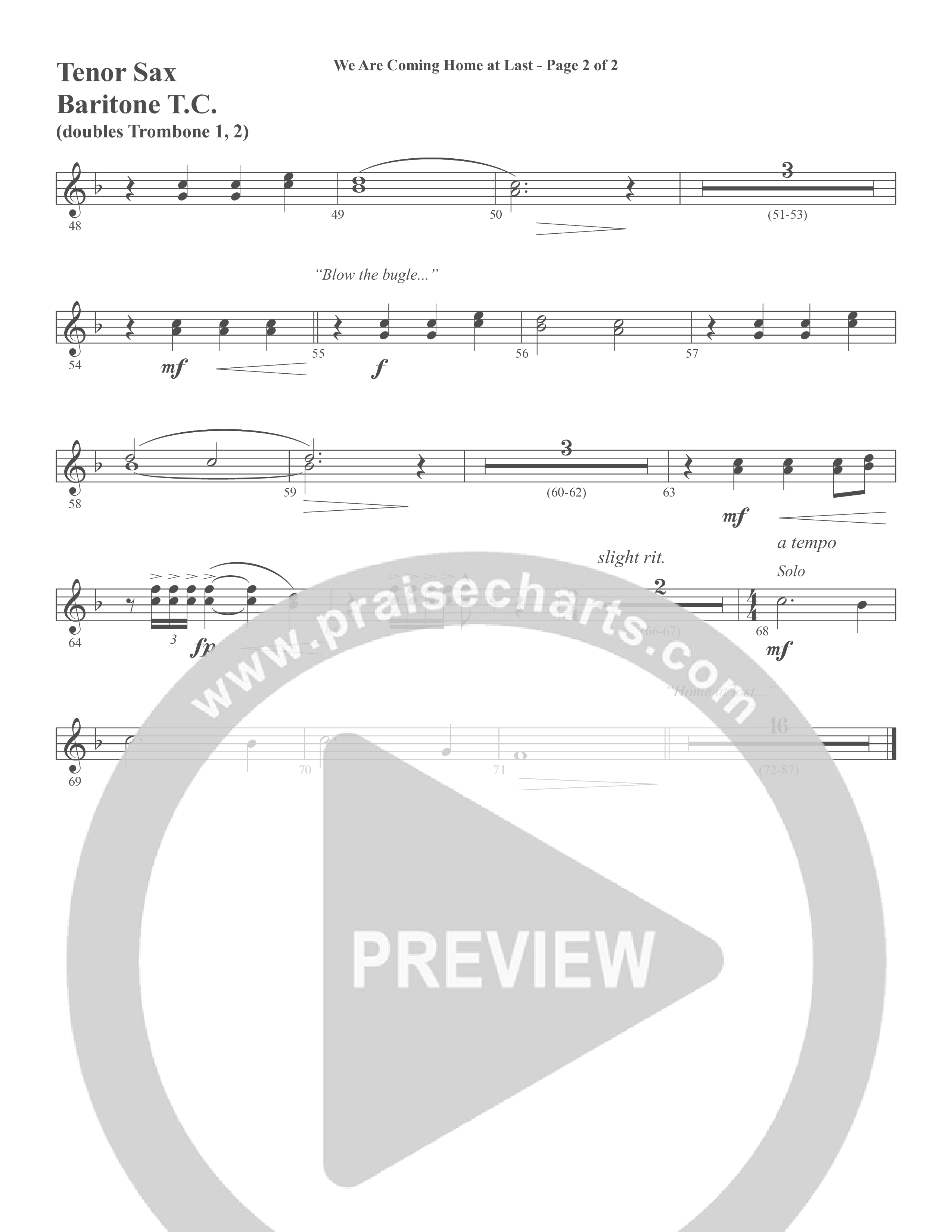 We Are Coming Home At Last (Choral Anthem SATB) Tenor Sax/Baritone T.C. (Word Music Choral / Arr. Marty Hamby)