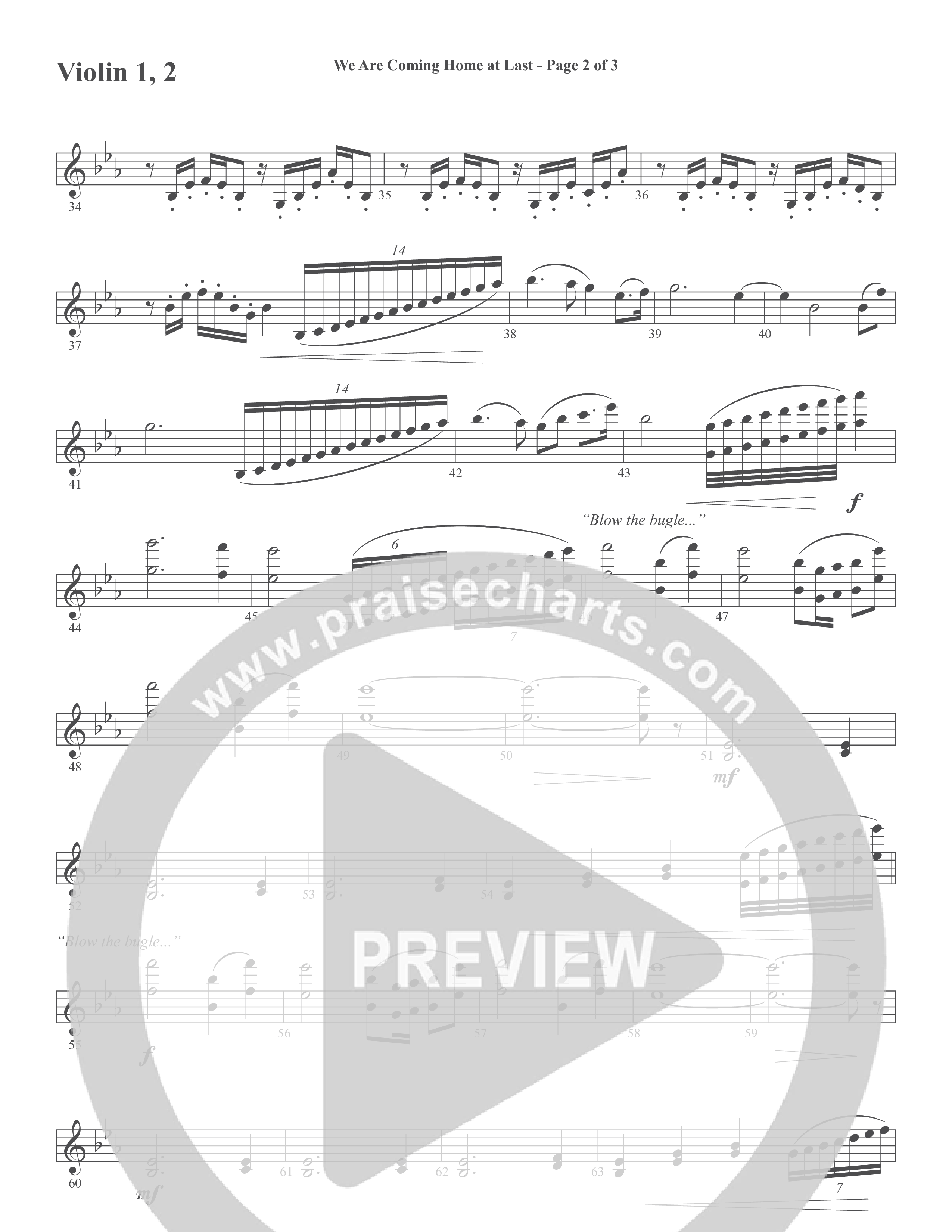 We Are Coming Home At Last (Choral Anthem SATB) Violin 1/2 (Word Music Choral / Arr. Marty Hamby)