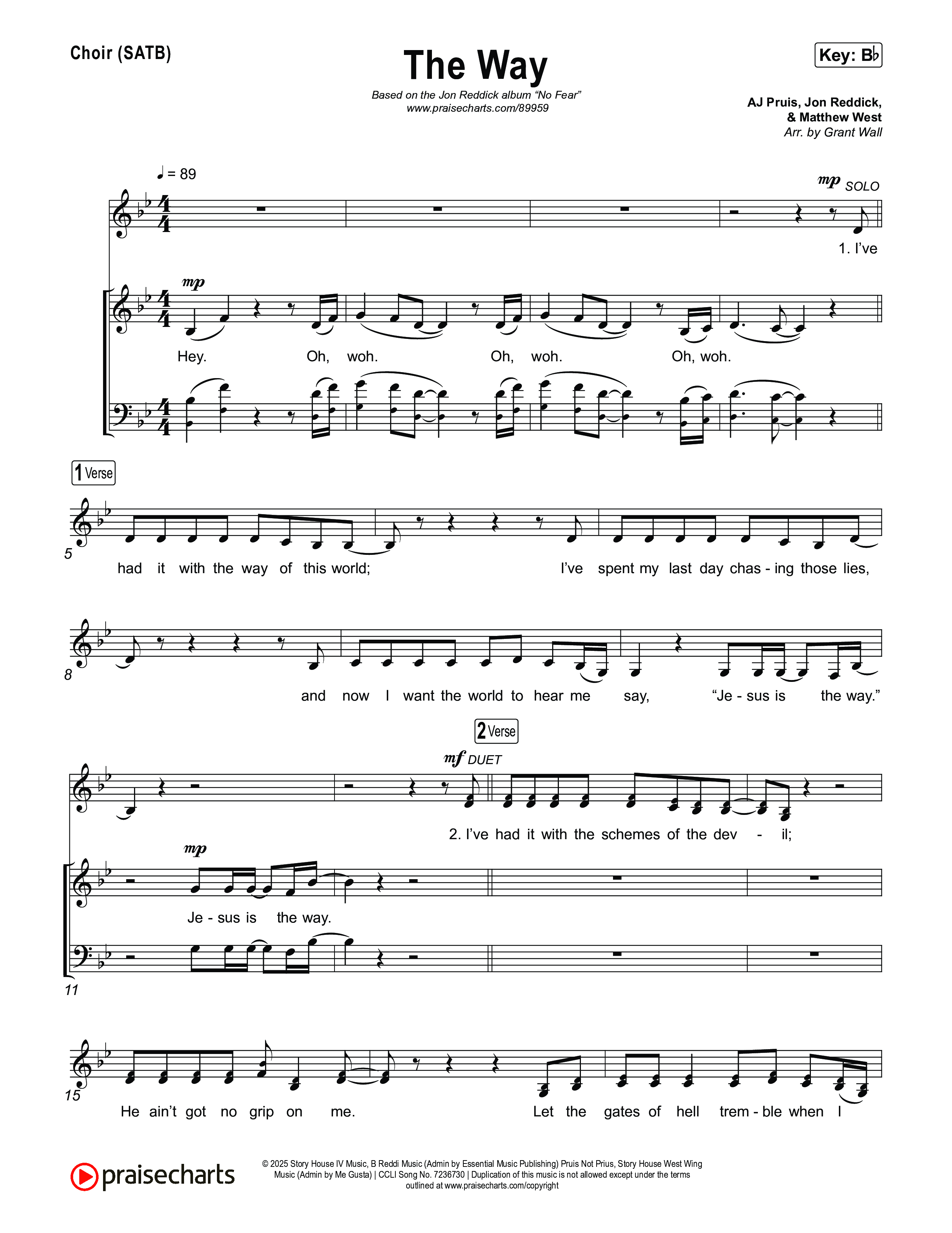 The Way Choir Sheet (SATB) (Jon Reddick)