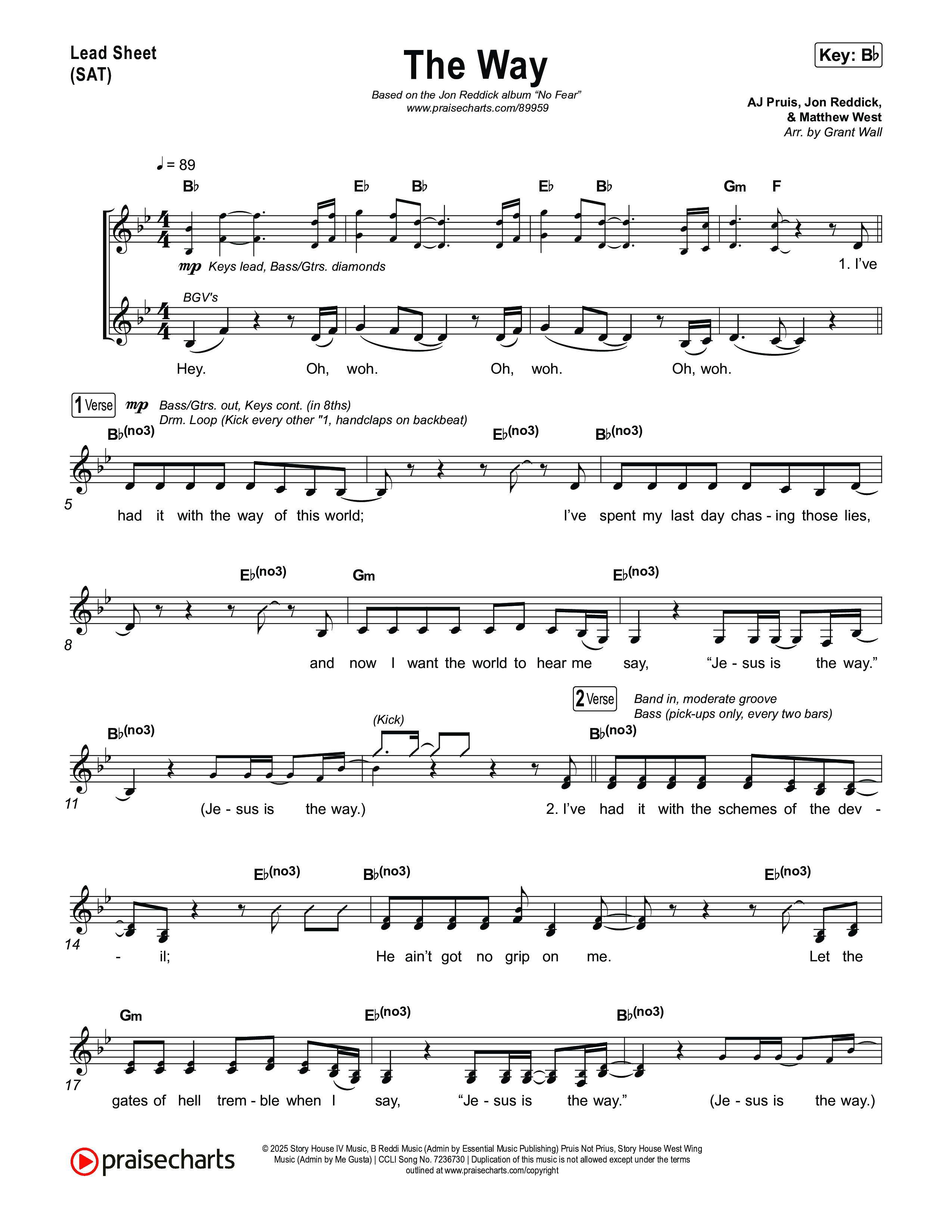 The Way Lead Sheet (SAT) (Jon Reddick)