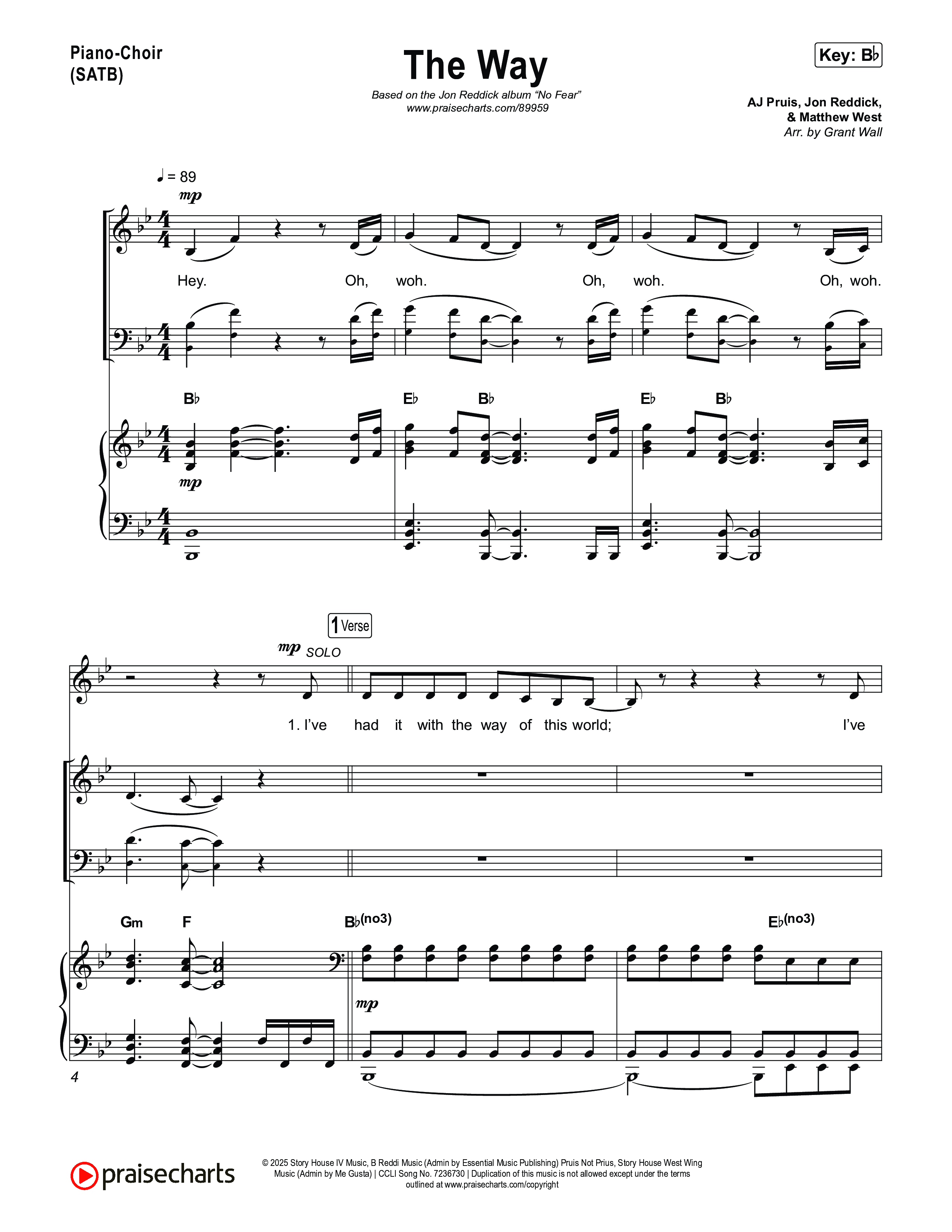 The Way Piano/Vocal Pack (Jon Reddick)