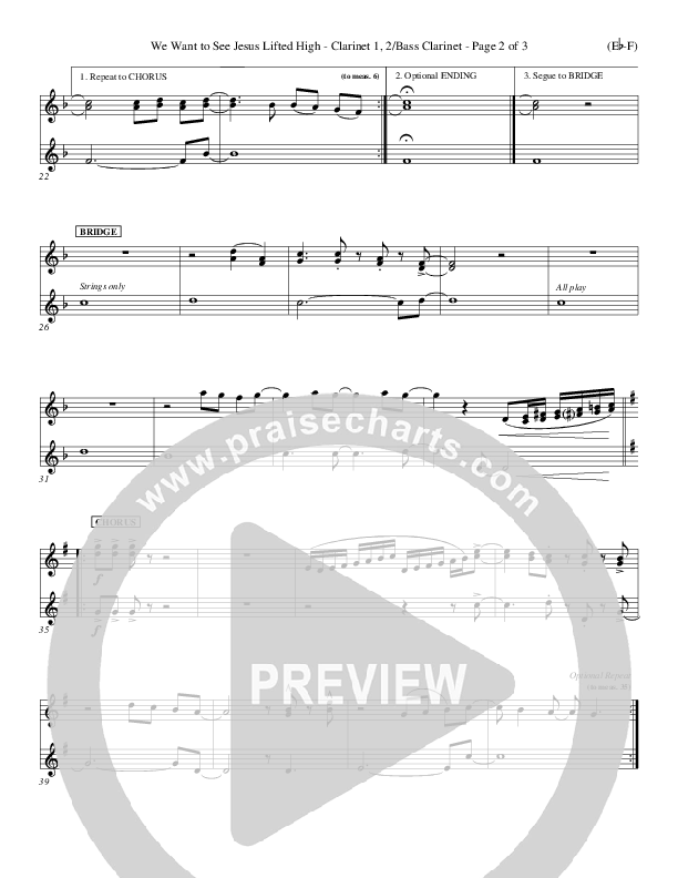 We Want To See Jesus Lifted High Clarinet 1/2, Bass Clarinet (Doug Horley)