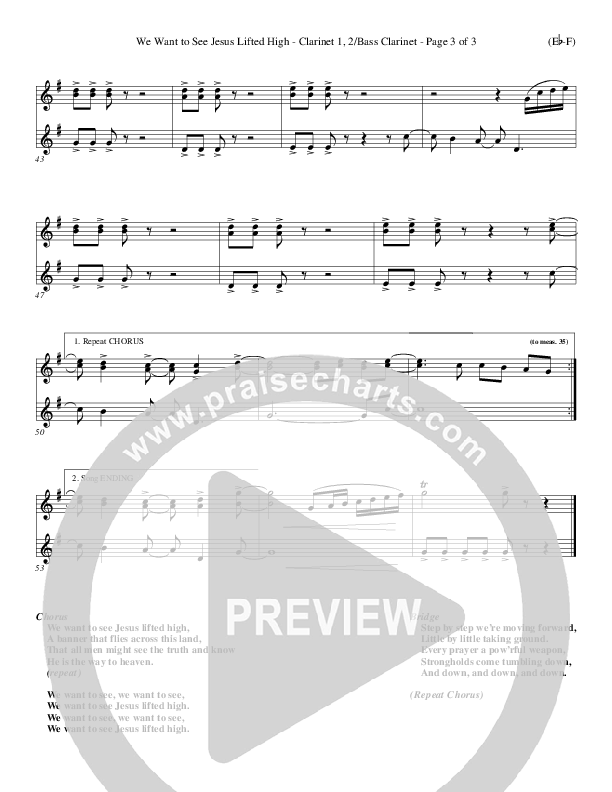 We Want To See Jesus Lifted High Clarinet 1/2, Bass Clarinet (Doug Horley)