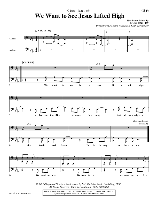 We Want To See Jesus Lifted High Contrabass (Doug Horley)