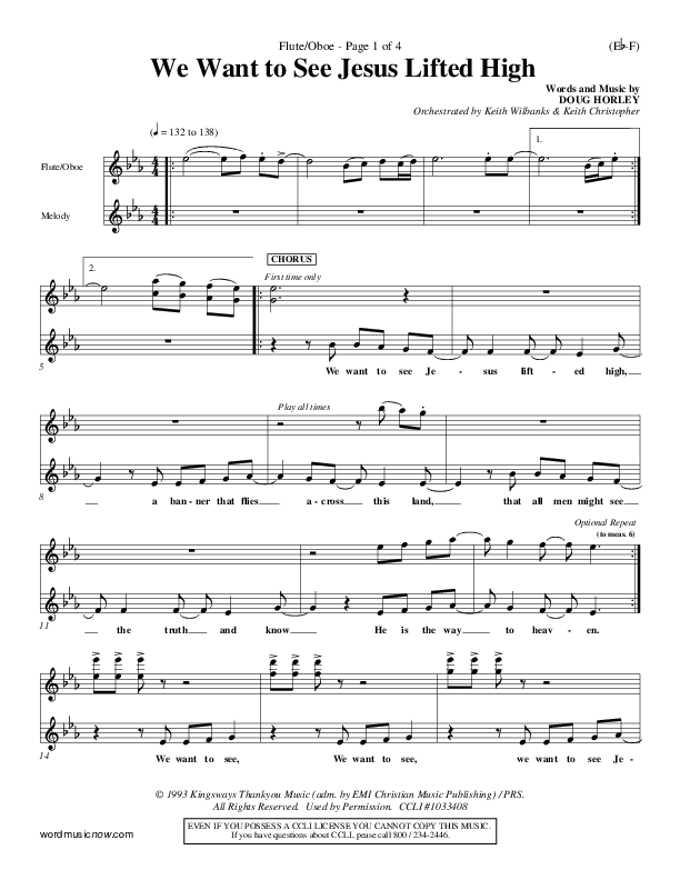 We Want To See Jesus Lifted High Flute/Oboe (Doug Horley)