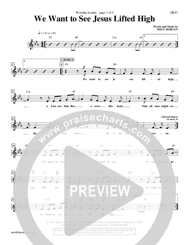 We Want To See Jesus Lifted High Lead Sheet (Doug Horley)