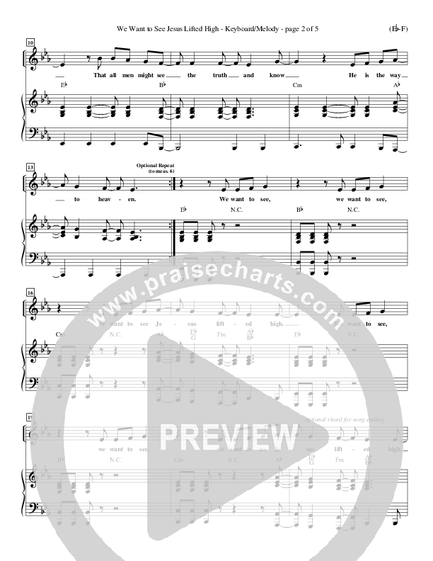 We Want To See Jesus Lifted High Piano/Vocal (Doug Horley)