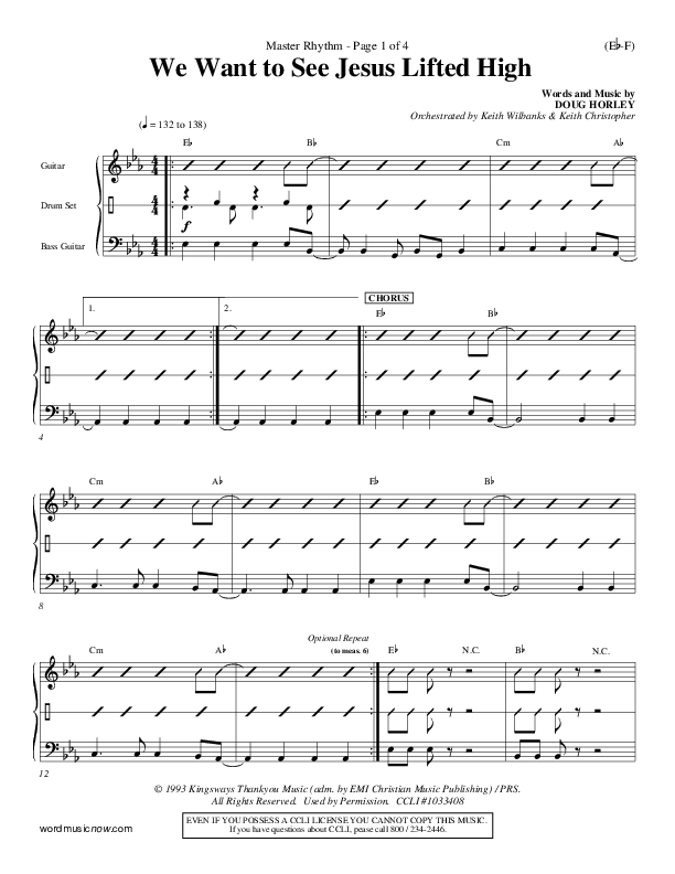 We Want To See Jesus Lifted High Rhythm Chart (Doug Horley)