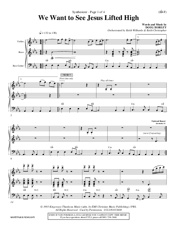 We Want To See Jesus Lifted High Synth (Doug Horley)