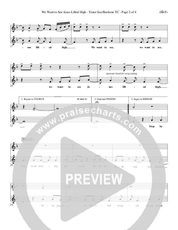 We Want To See Jesus Lifted High Tenor Sax/Baritone T.C. (Doug Horley)