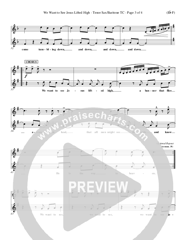 We Want To See Jesus Lifted High Tenor Sax/Baritone T.C. (Doug Horley)