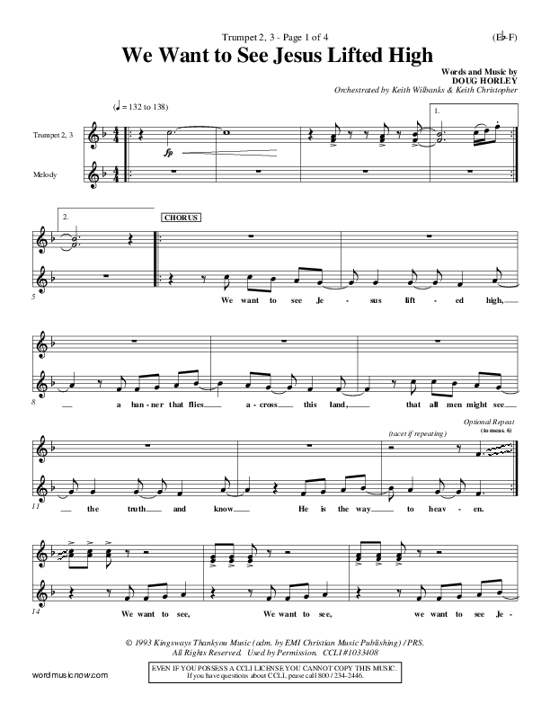 We Want To See Jesus Lifted High Trumpet 2/3 (Doug Horley)