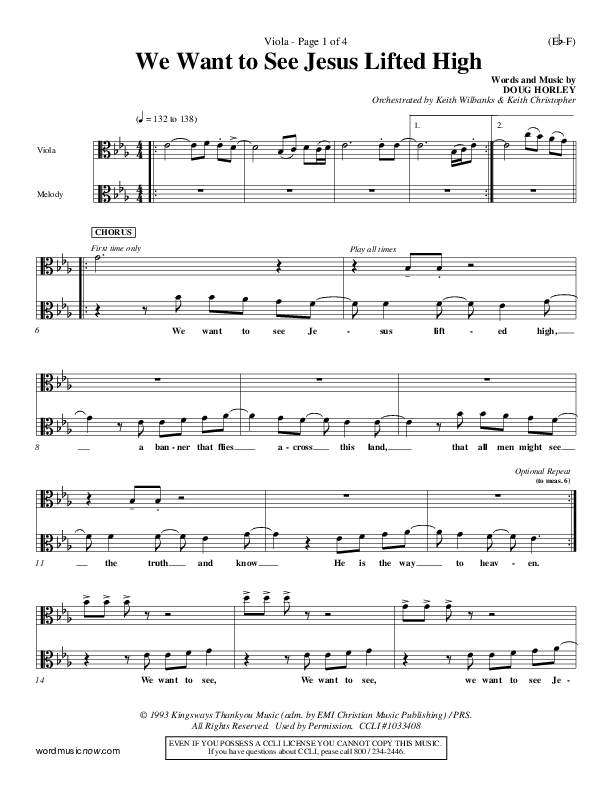 We Want To See Jesus Lifted High Viola (Doug Horley)