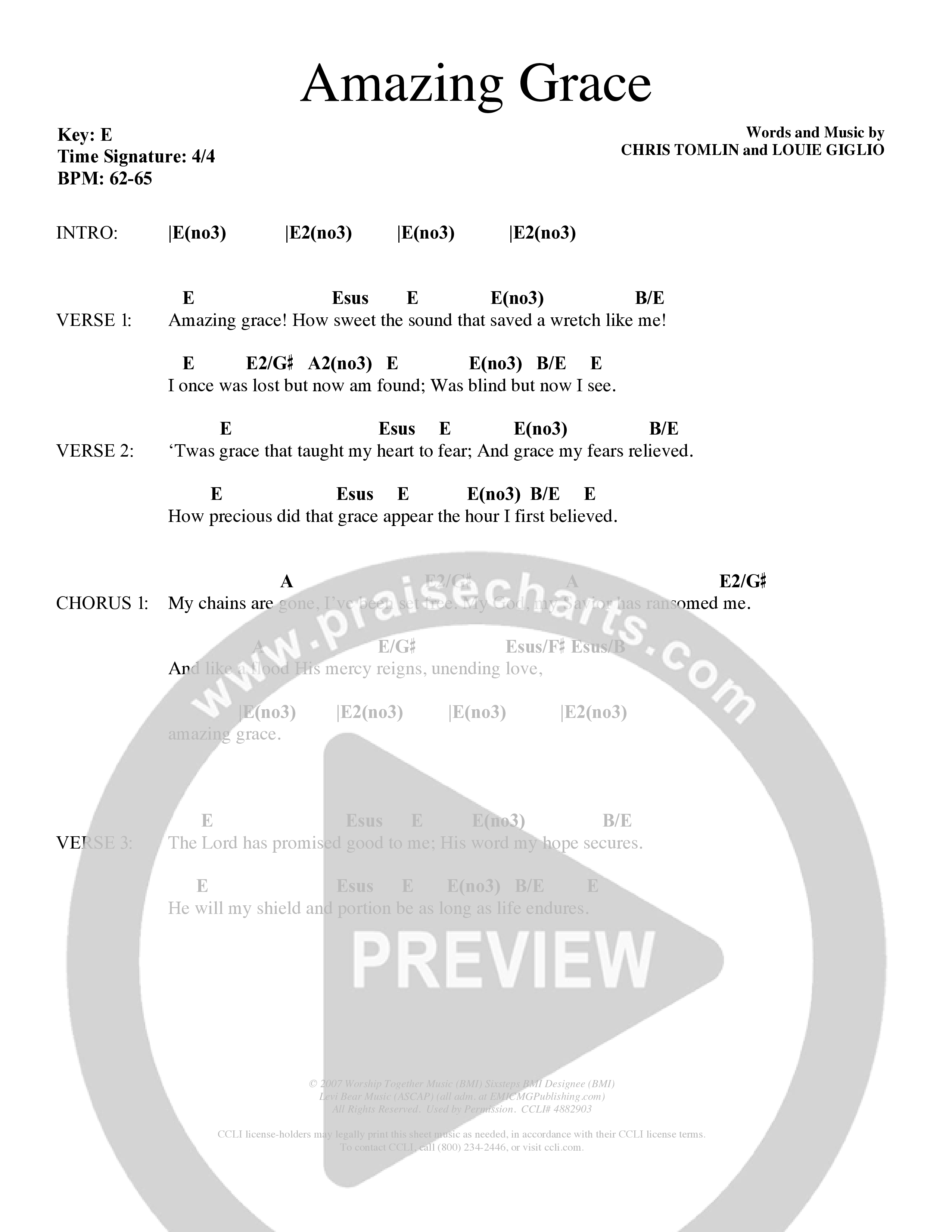 Amazing Grace (My Chains Are Gone) (Choral Anthem SATB) Chords & Lyrics (Word Music Choral / Orch. David Winkler)