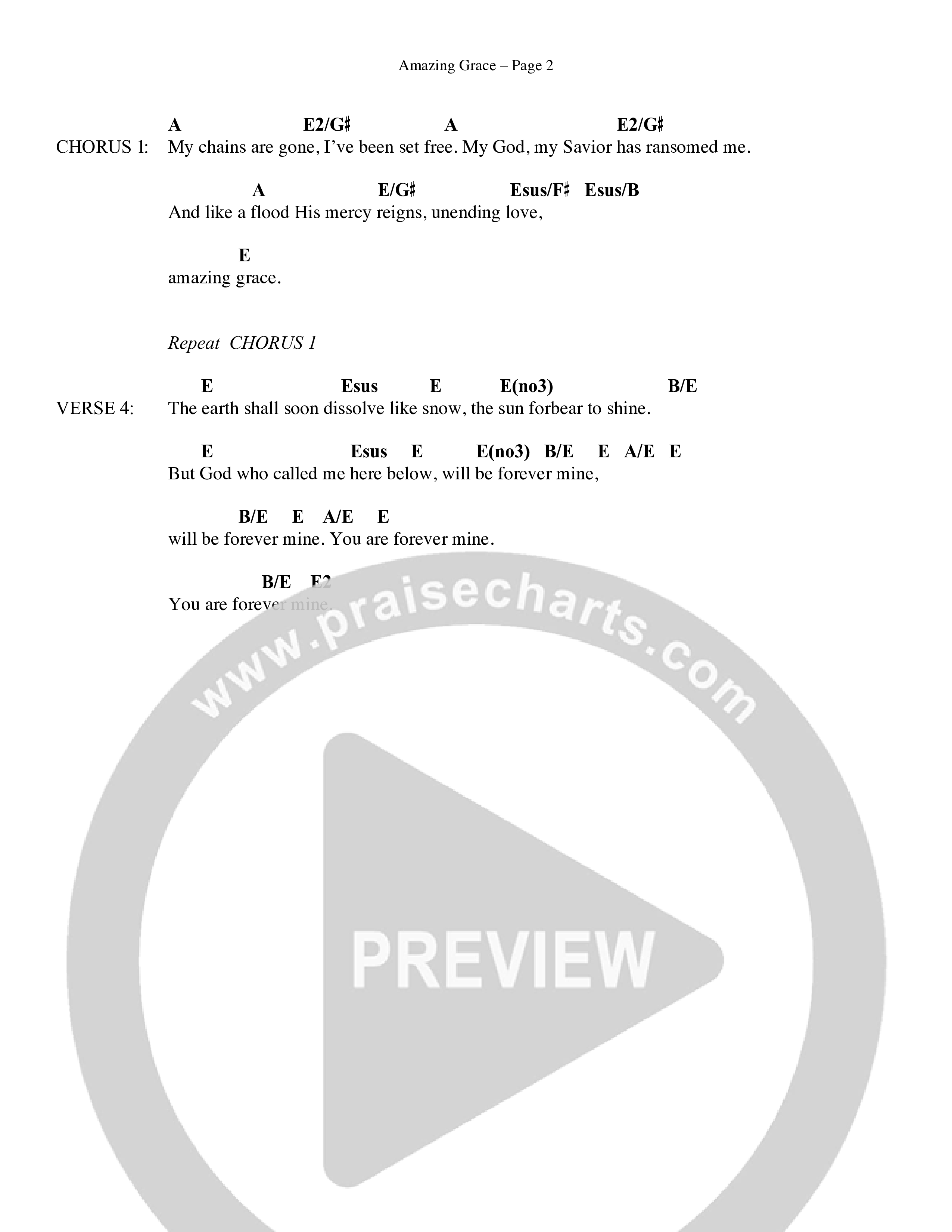 Amazing Grace (My Chains Are Gone) (Choral Anthem SATB) Chords & Lyrics (Word Music Choral / Orch. David Winkler)