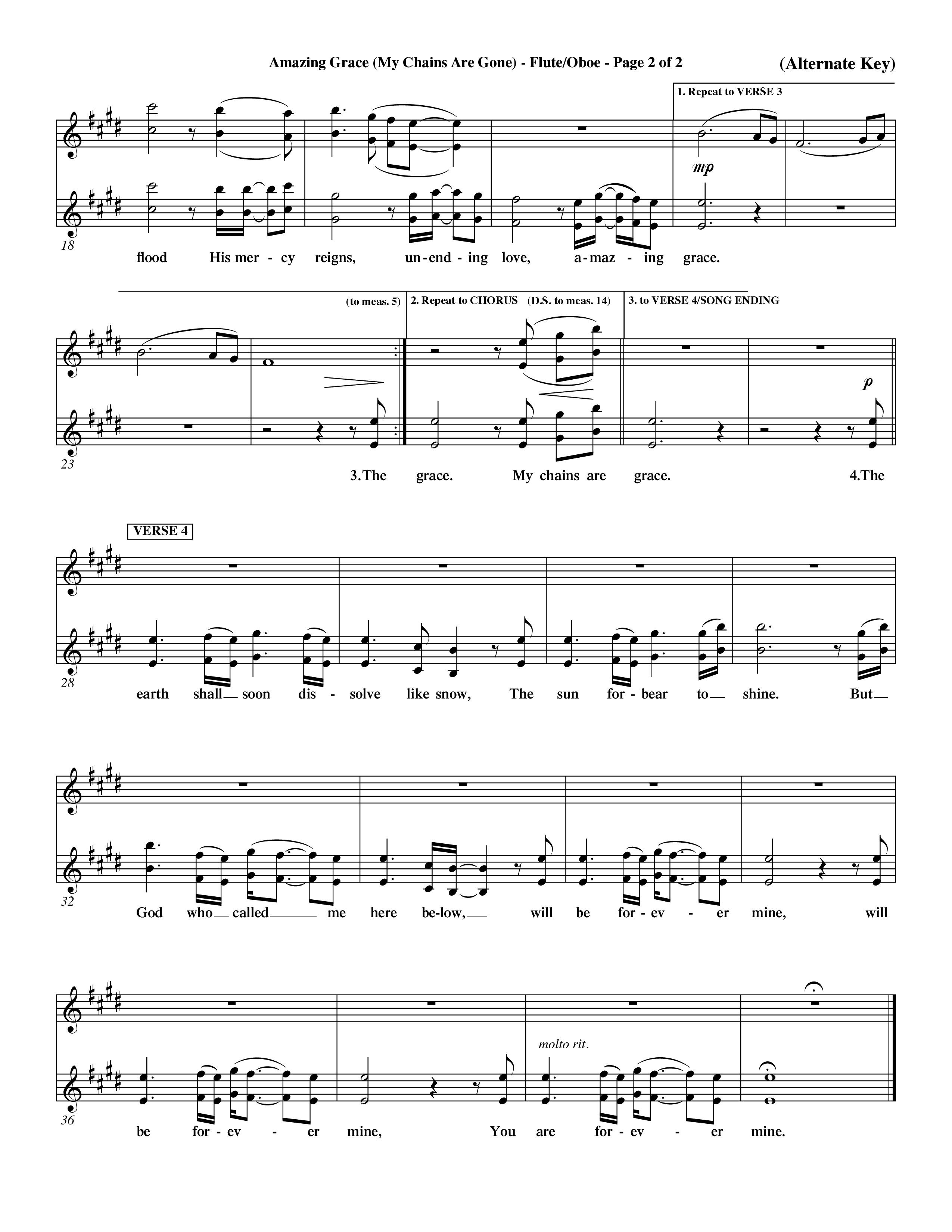 Amazing Grace (My Chains Are Gone) (Choral Anthem SATB) Flute/Oboe (Word Music Choral / Orch. David Winkler)